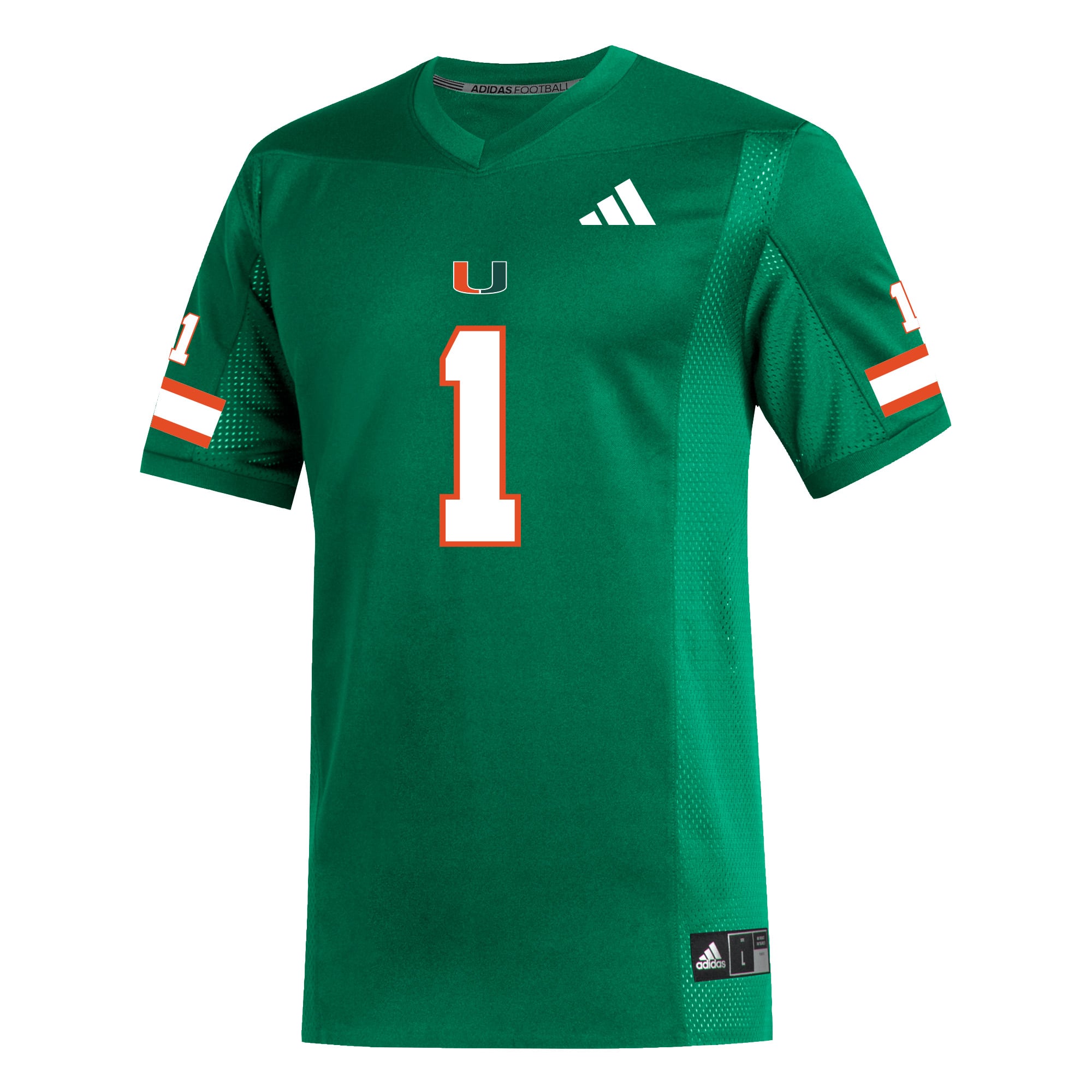 #1 Miami Hurricanes Football Jersey Green - front view