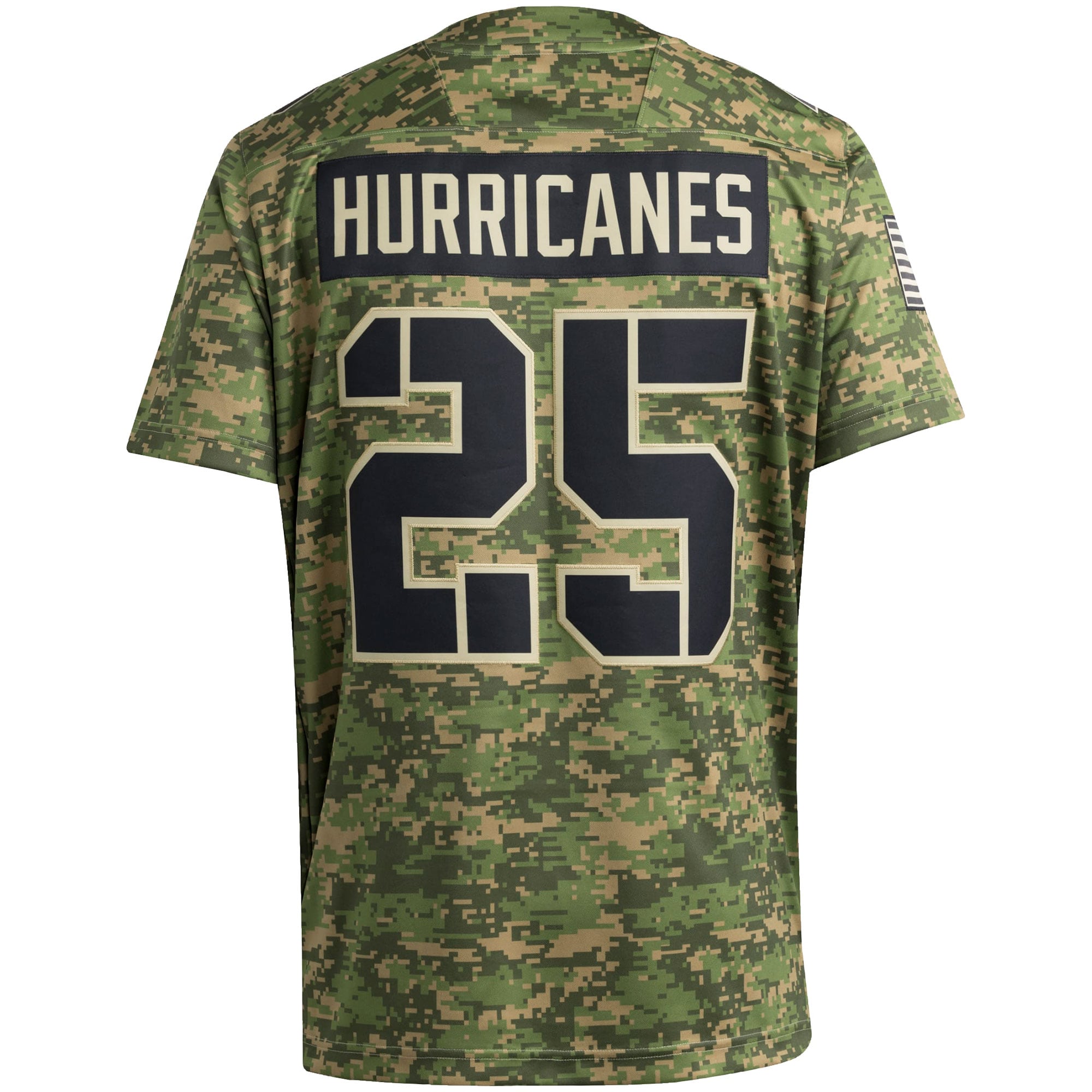 #25 Miami Hurricanes Honor & Support Strategy Jersey Camo - back view