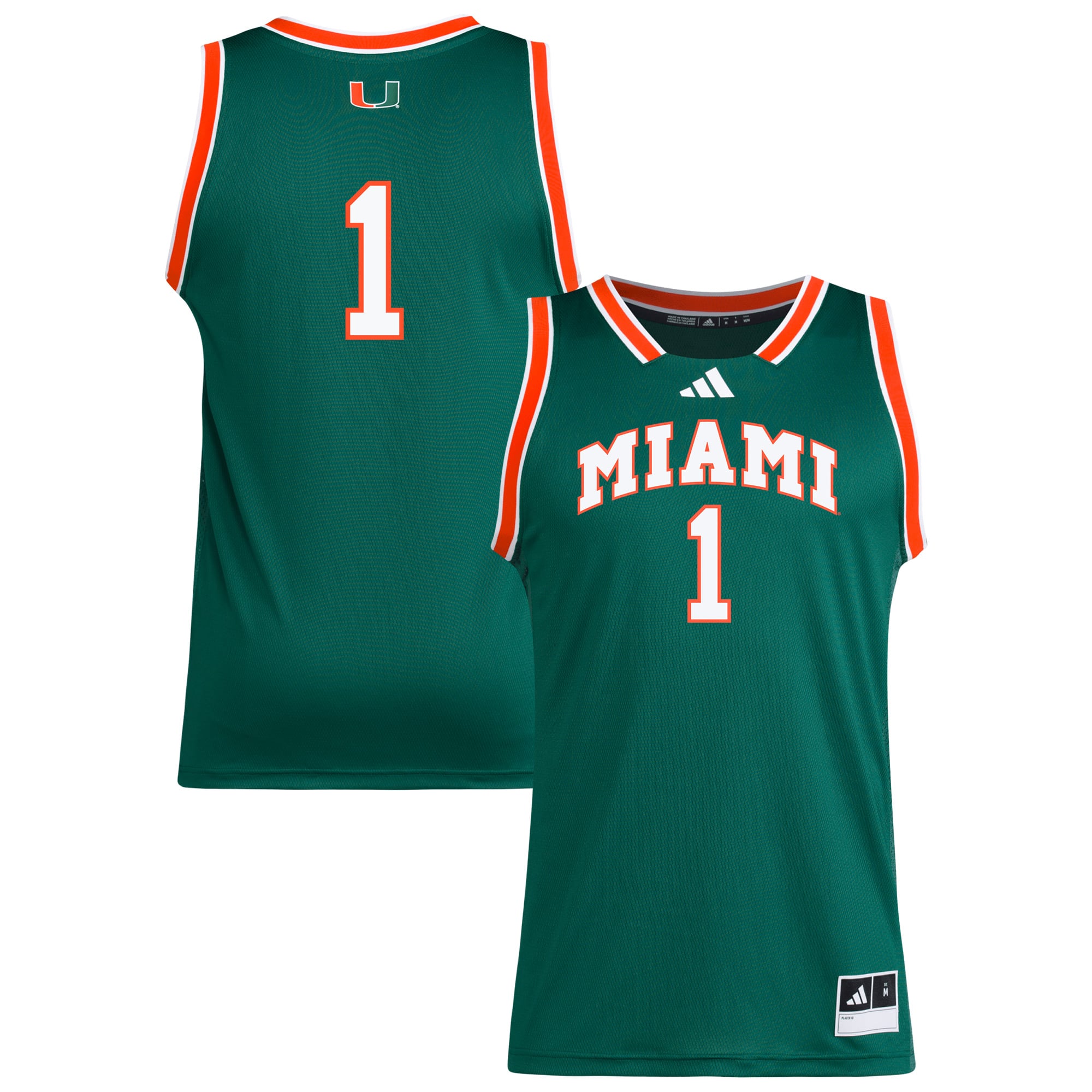#1 Miami Hurricanes Jersey Green - front and back view