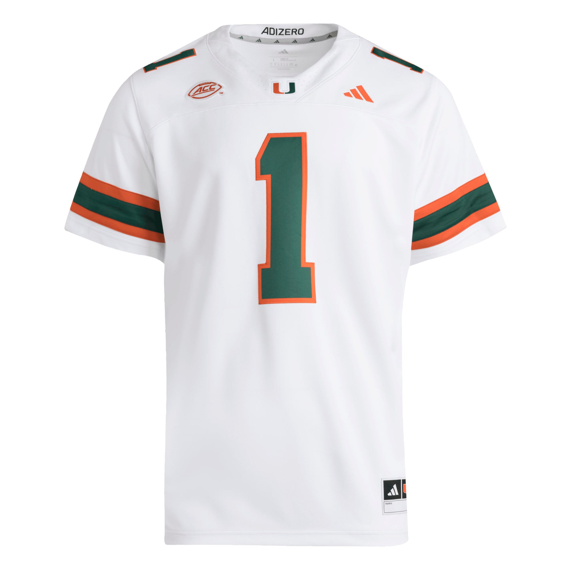 #1 Miami Hurricanes Jersey White - back view