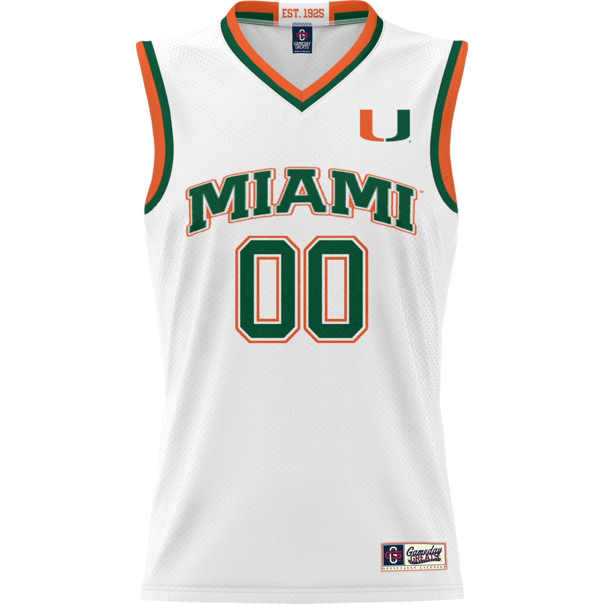 Miami Hurricanes Youth Lightweight Men's Basketball Jersey White - front view