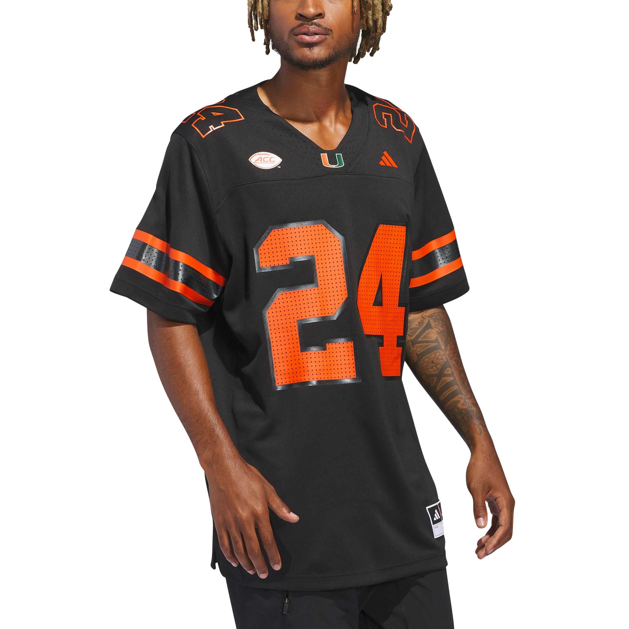 #24 Miami Hurricanes Strategy Jersey Black - back view