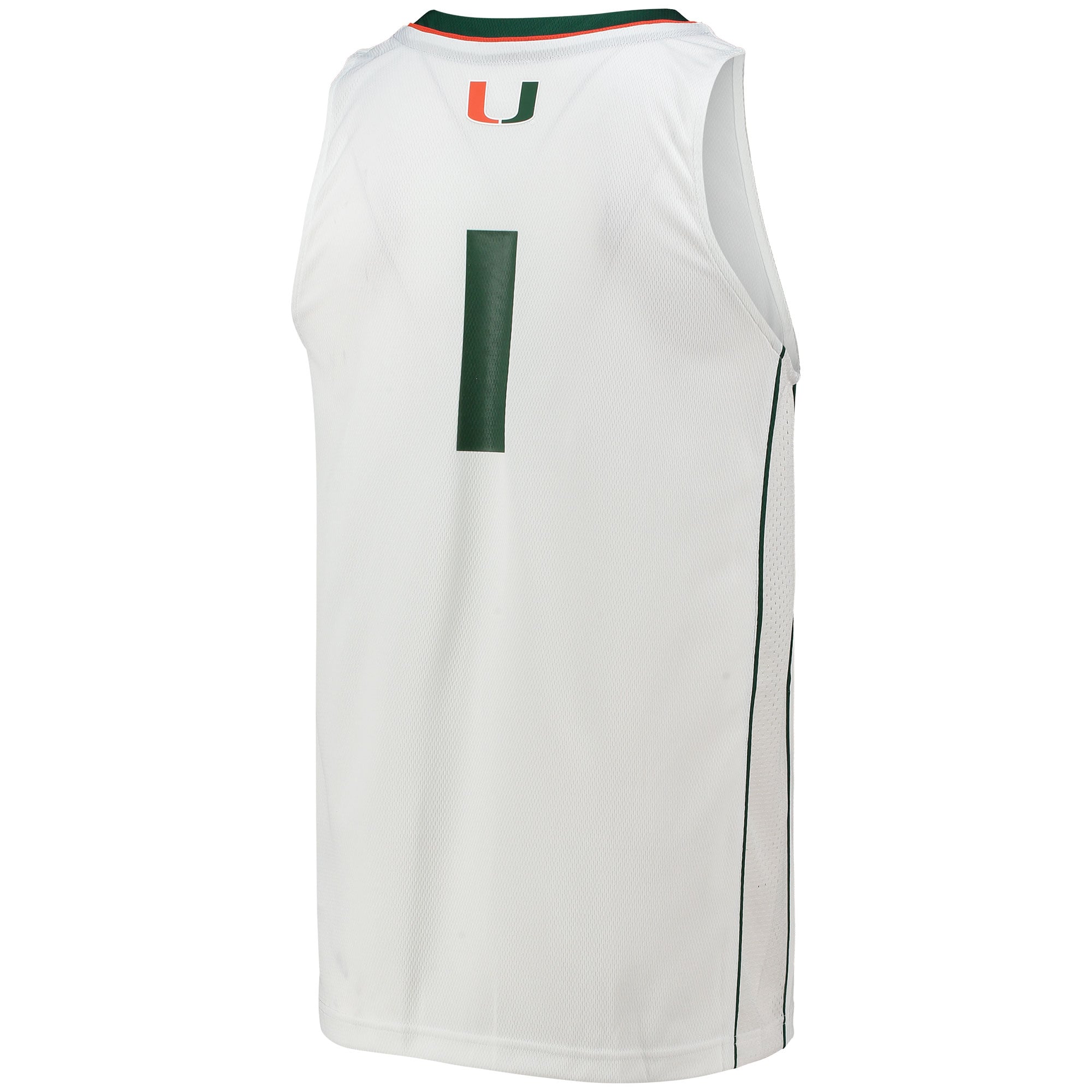 #1 Miami Hurricanes Team Basketball Jersey White - back view