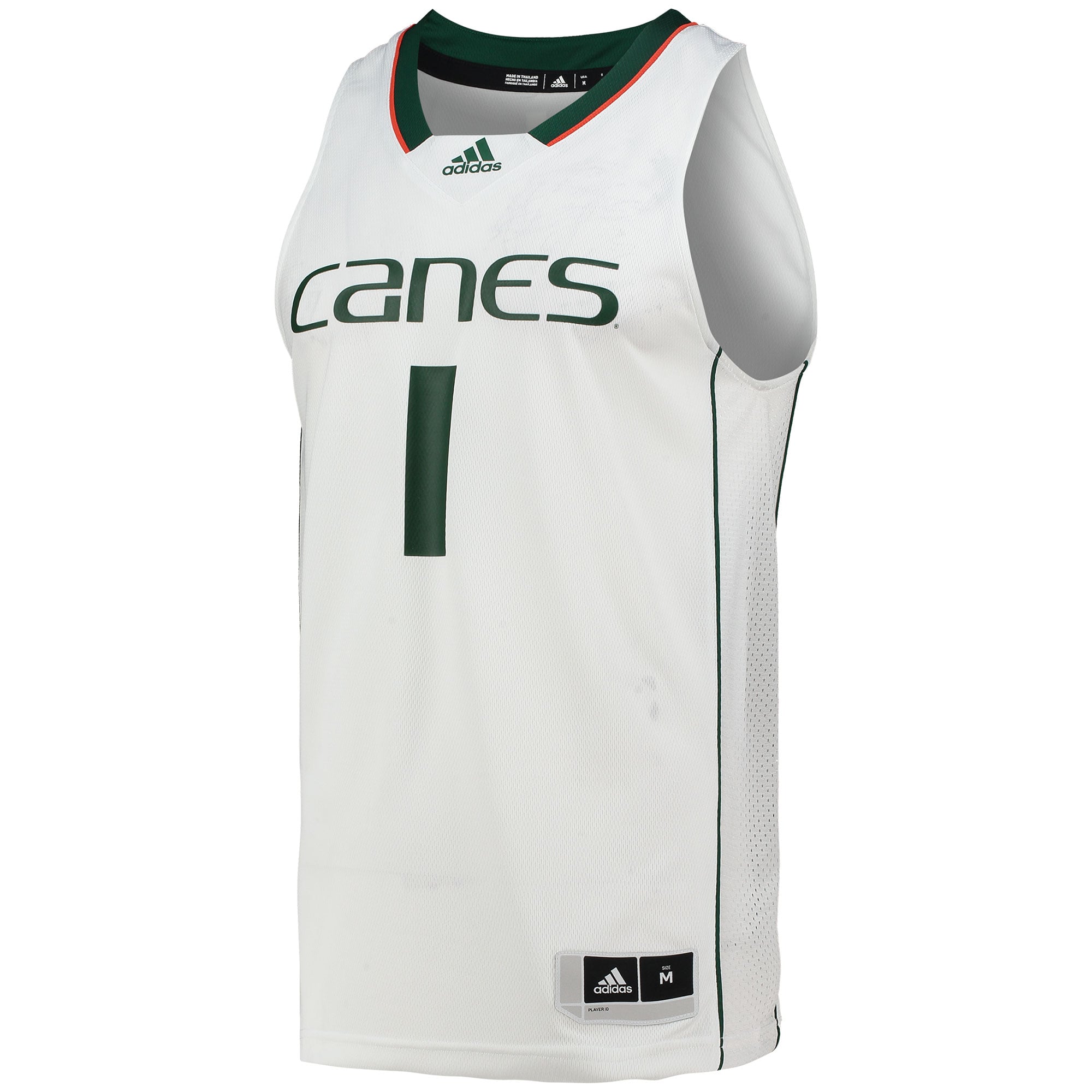 #1 Miami Hurricanes Team Basketball Jersey White - front view