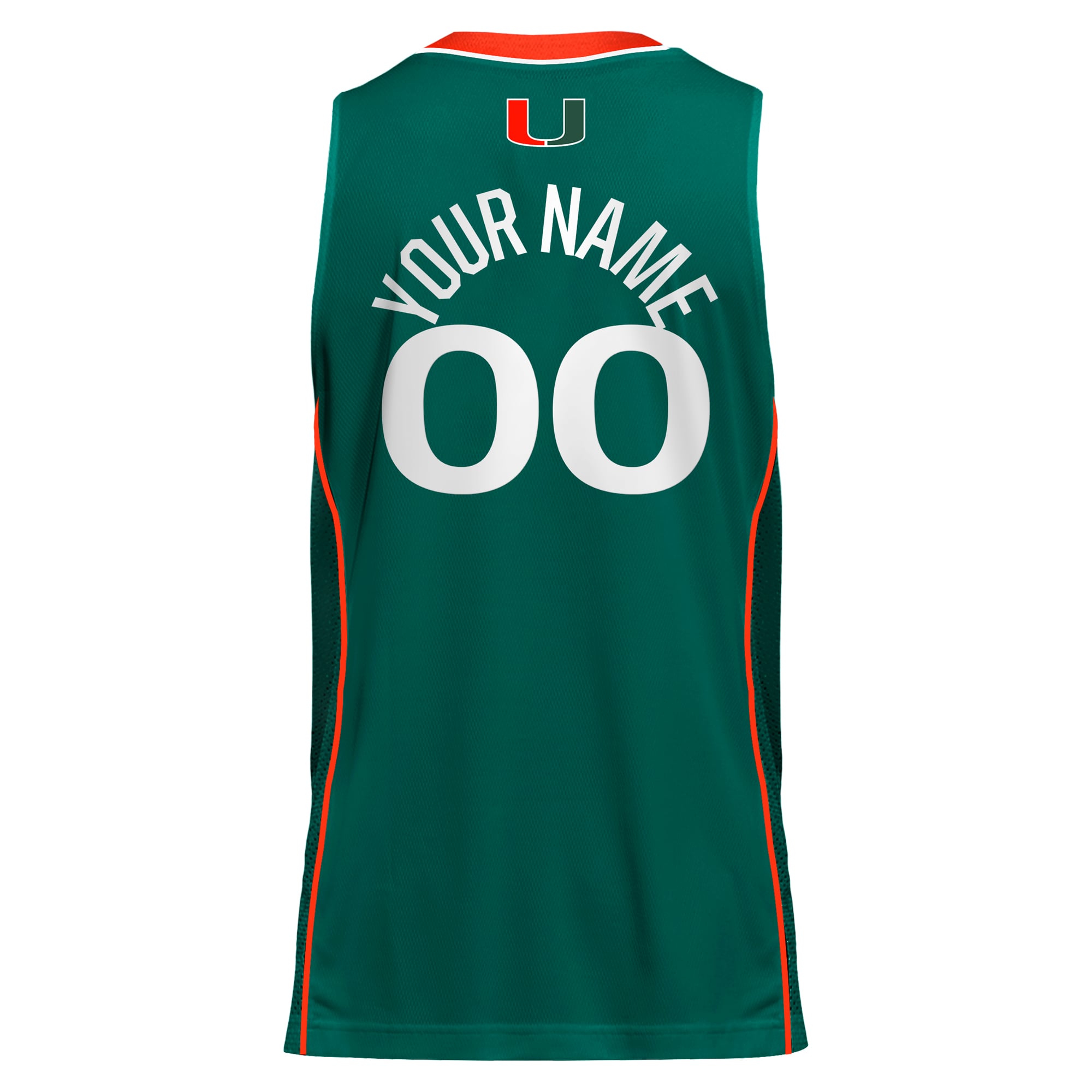 Miami Hurricanes Unisex Custom Alternate Basketball Jersey Green - back view