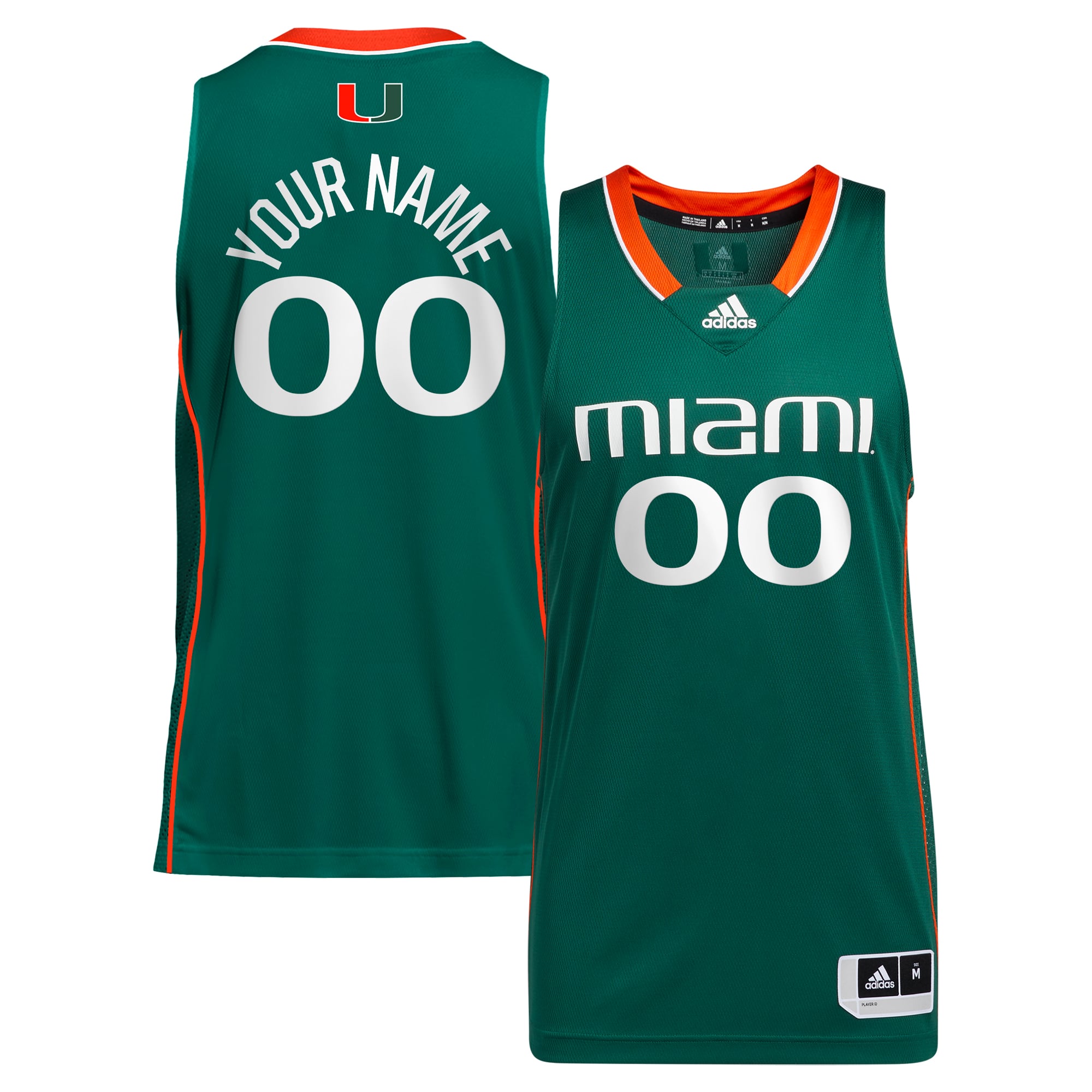 Miami Hurricanes Unisex Custom Alternate Basketball Jersey Green - front and back view