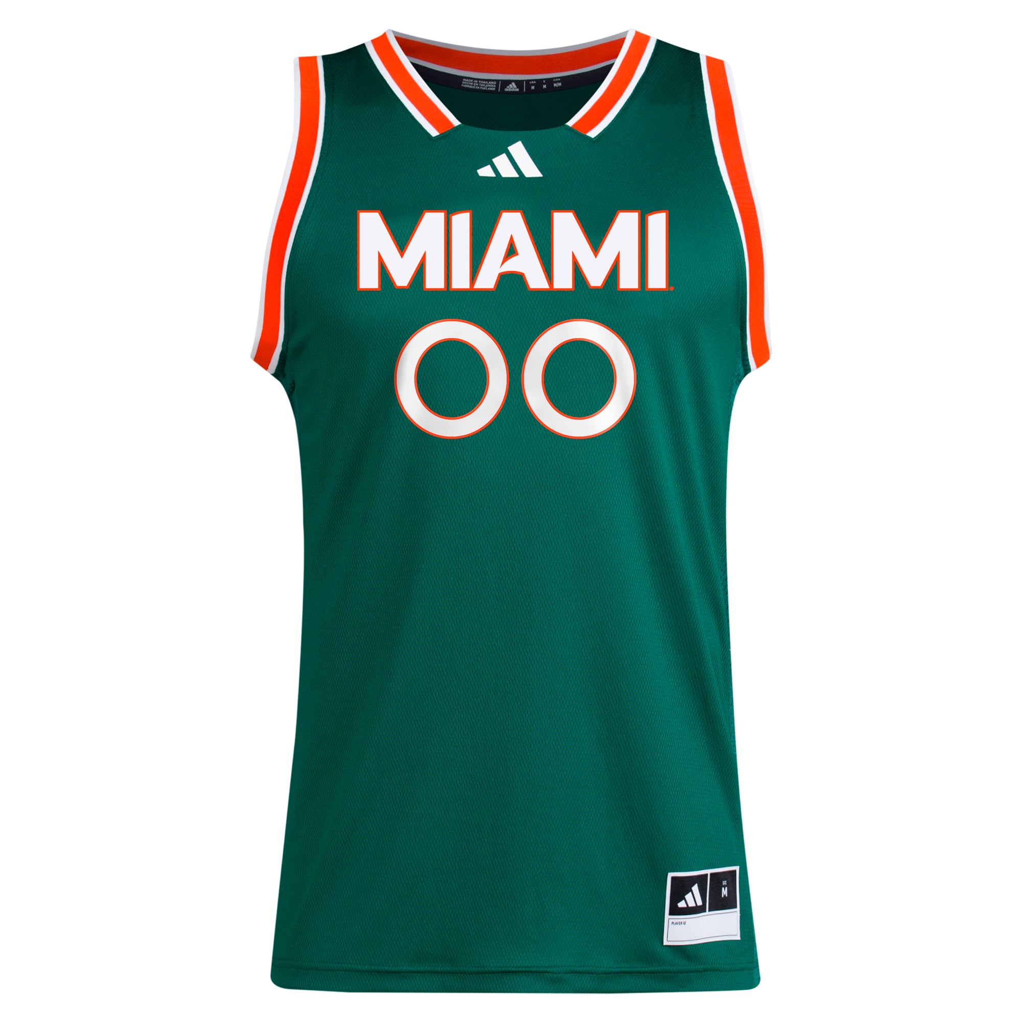 Miami Hurricanes Unisex Men's Basketball Jersey Green - back view
