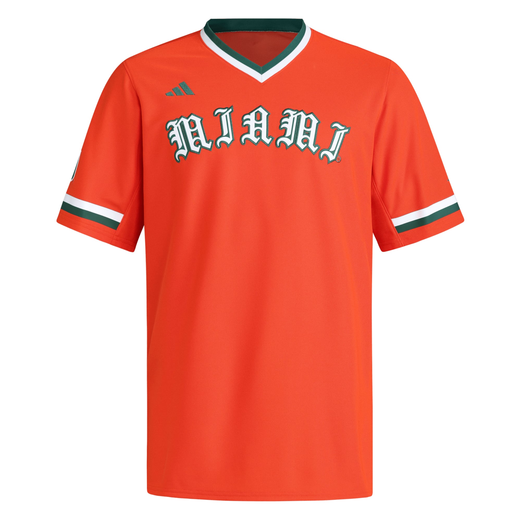 Miami Hurricanes V-Neck Baseball Jersey Orange - front view