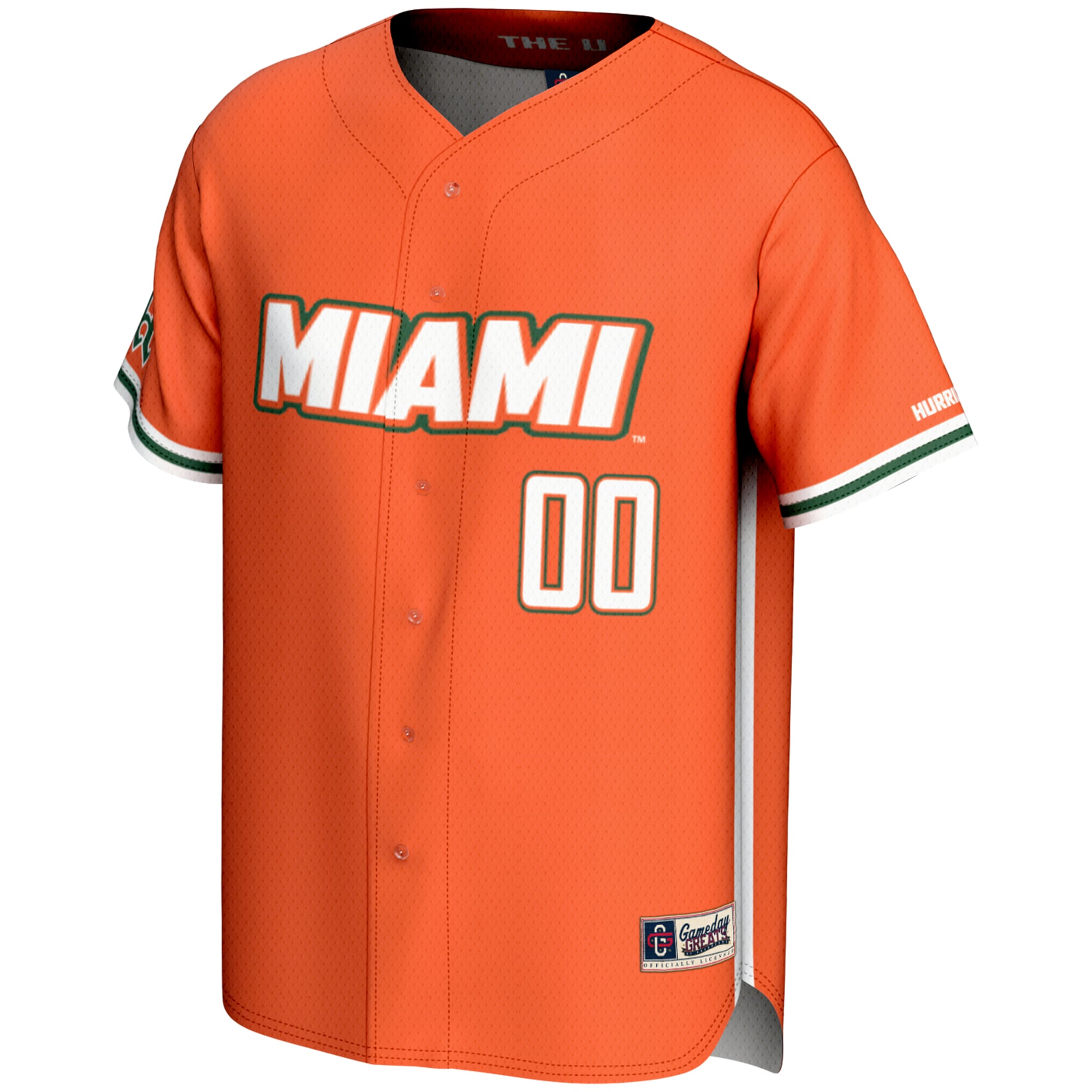 Miami Hurricanes Youth Lightweight Baseball Jersey Orange - front view
