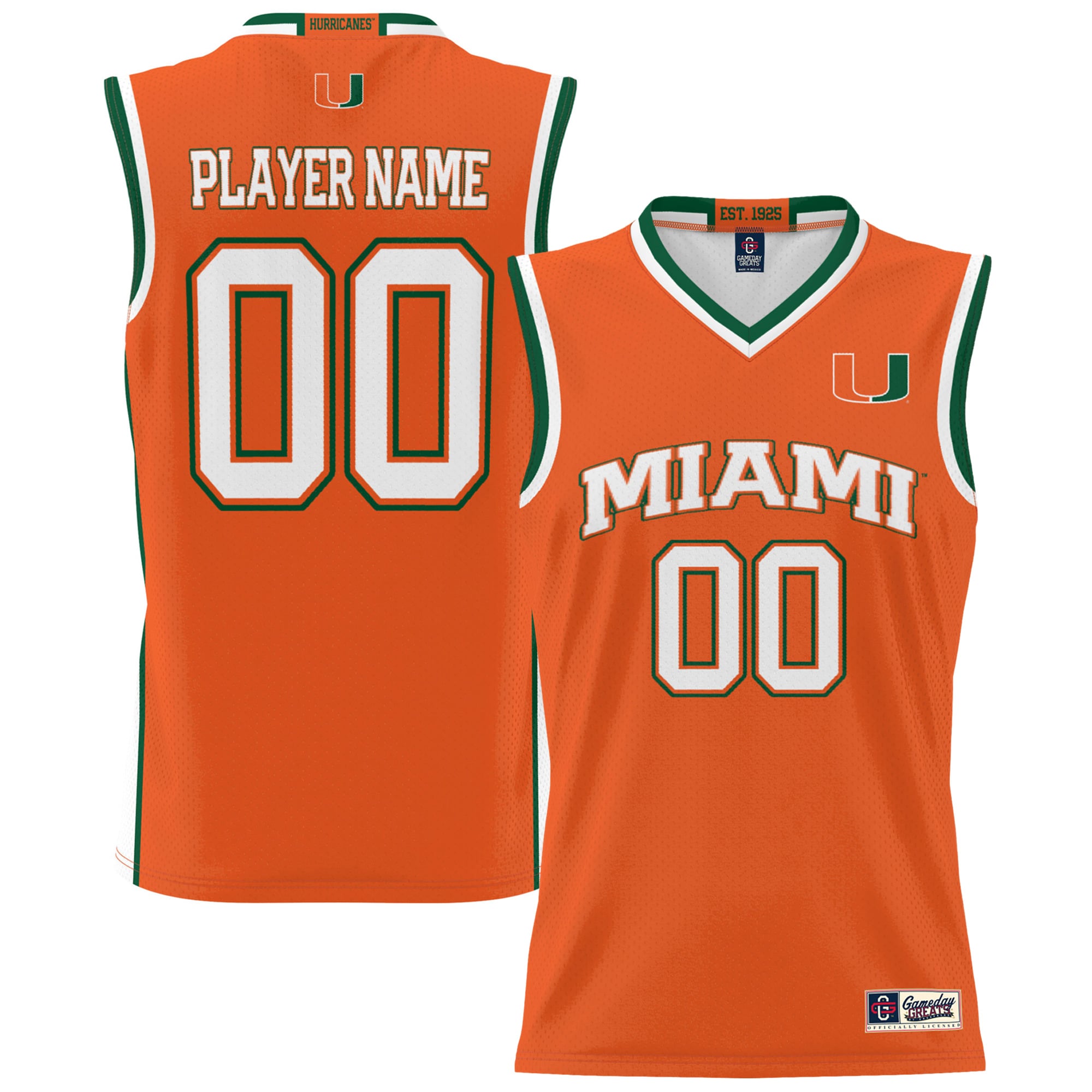 Miami Hurricanes Youth Lightweight Women's Basketball Jersey Orange - front and back view