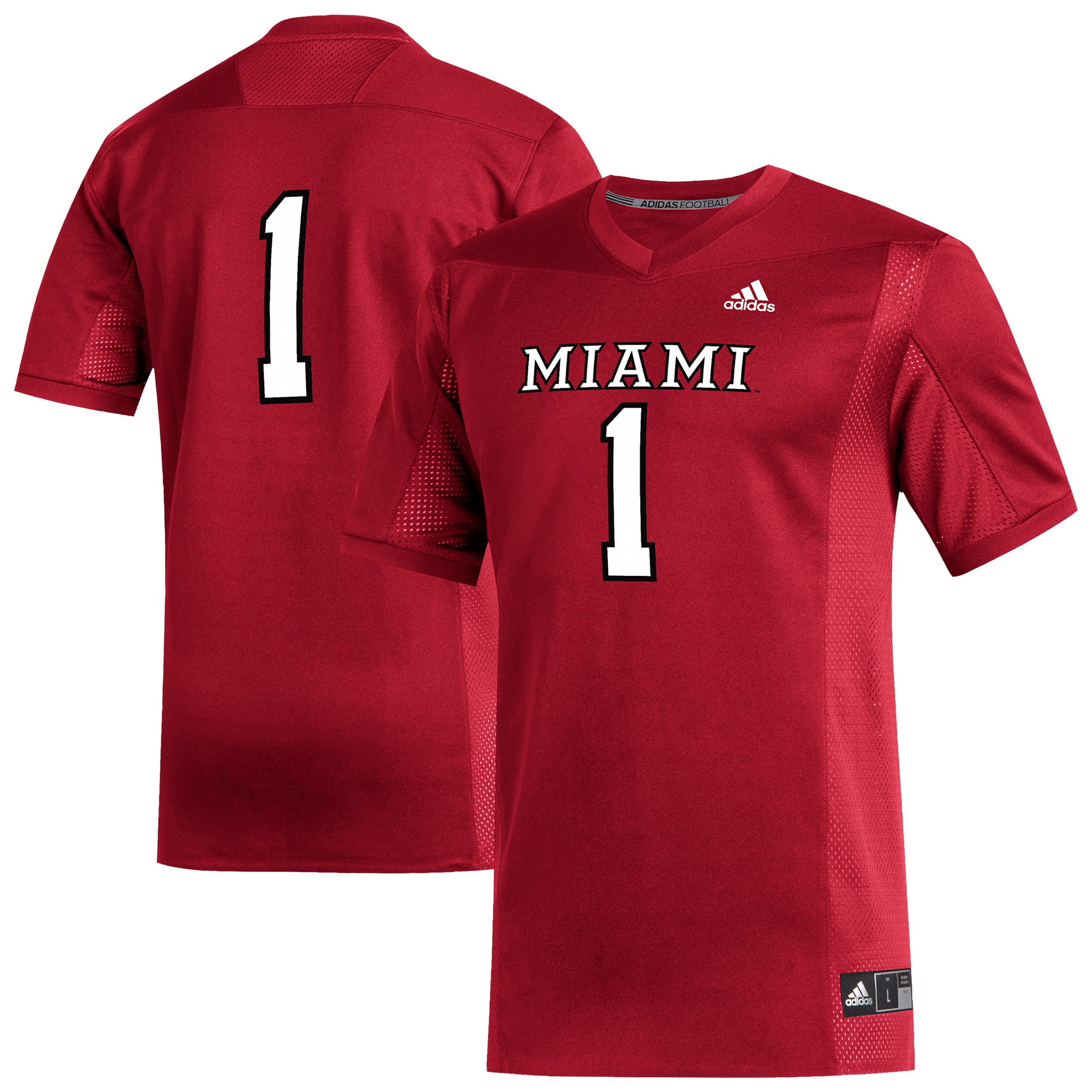 #1 Miami University RedHawks Football Jersey Red - front and back view