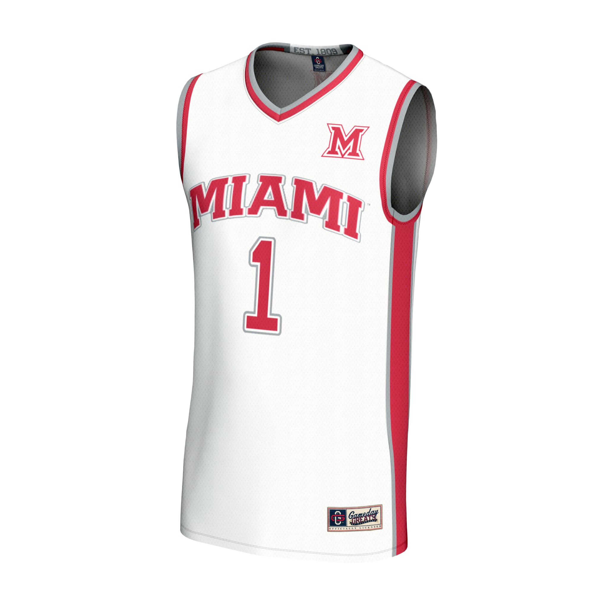 #1 Miami University RedHawks Unisex Lightweight Collegiate Basketball Fashion Jersey - front view