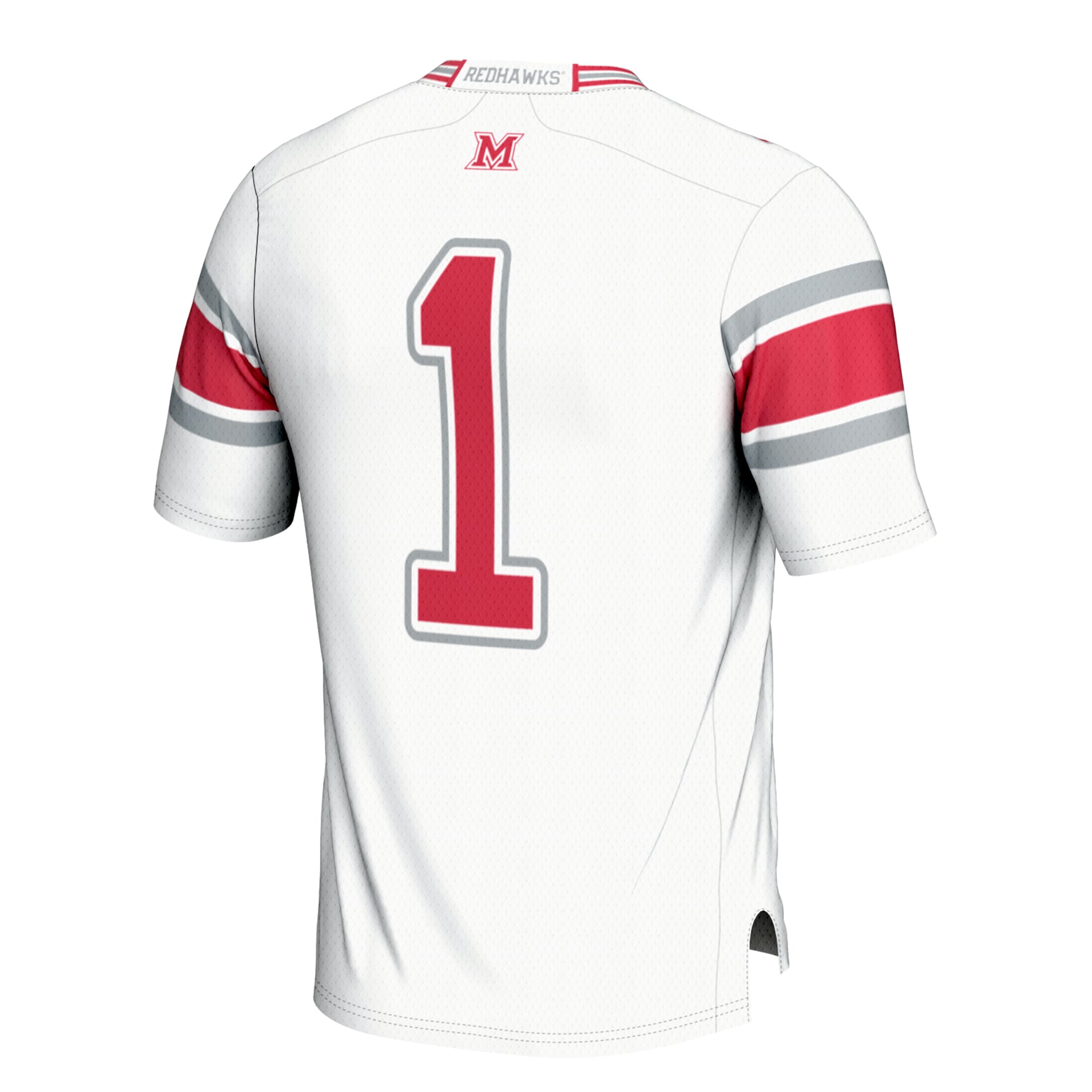 #1 Miami University RedHawks Youth Football Jersey White - back view