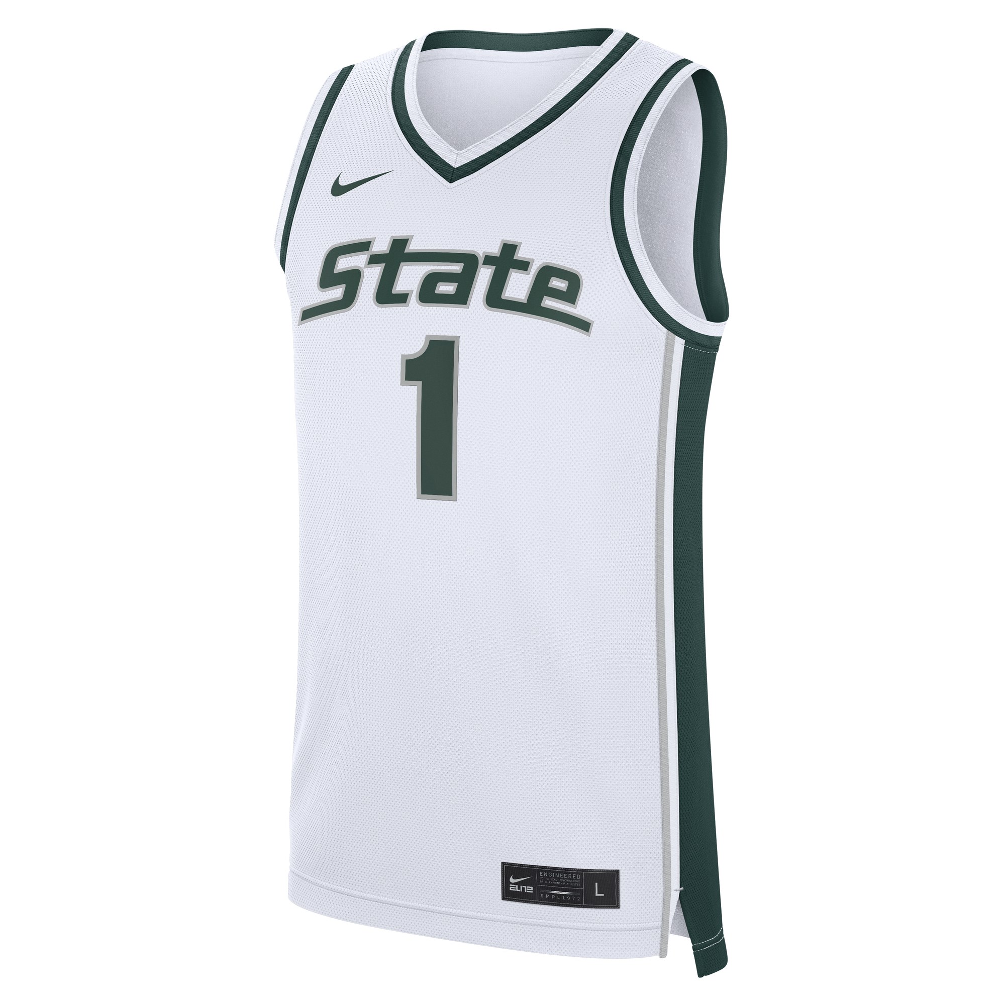 Michigan State Spartans #1 Alternate Basketball Jersey White - front view