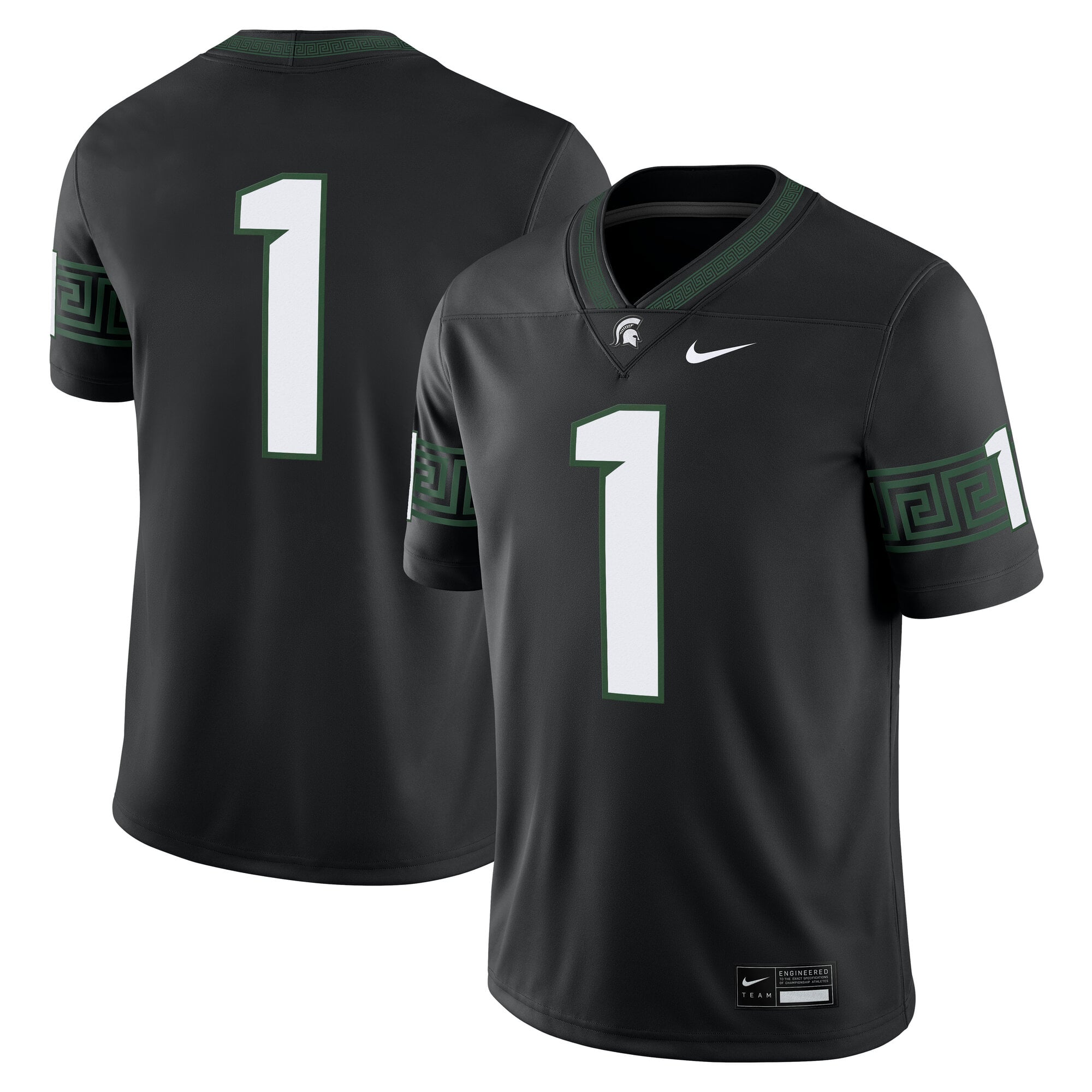 Michigan State Spartans Alternate Jersey Black - front and back view