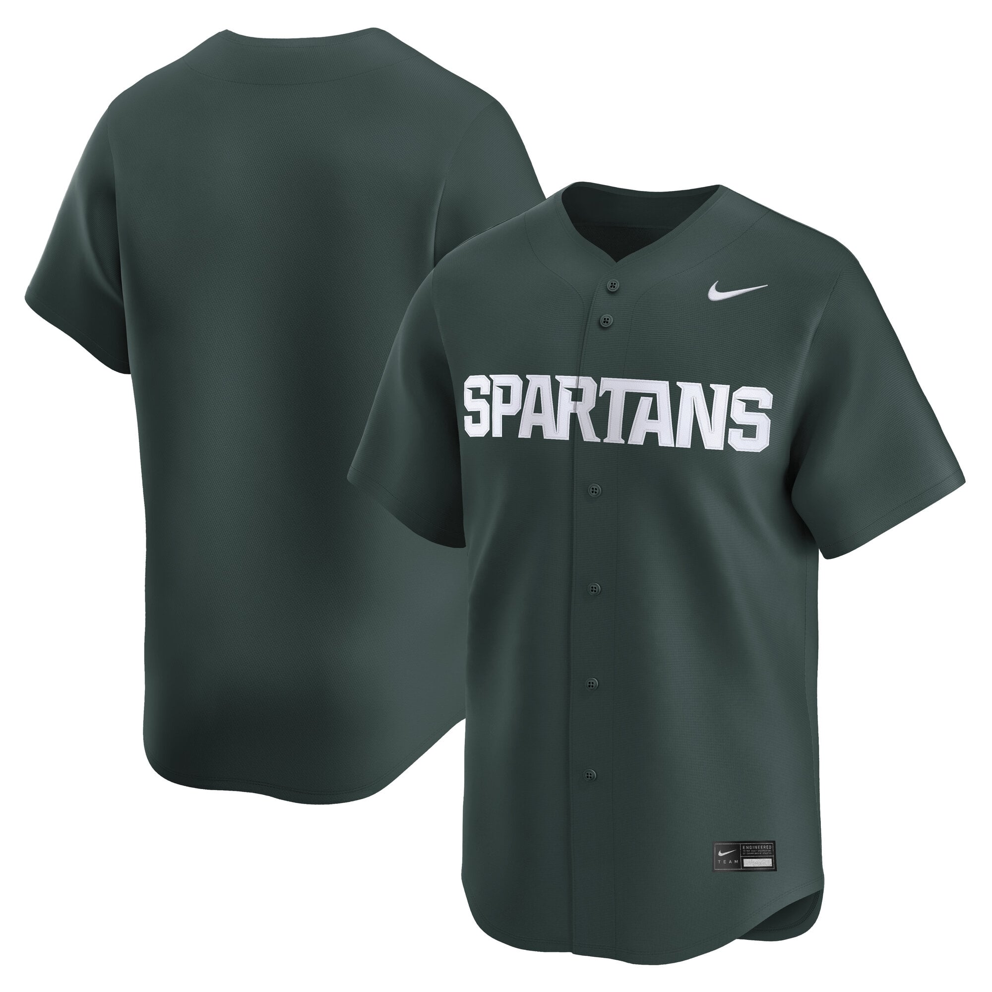 Michigan State Spartans Baseball Jersey Green - front and back view