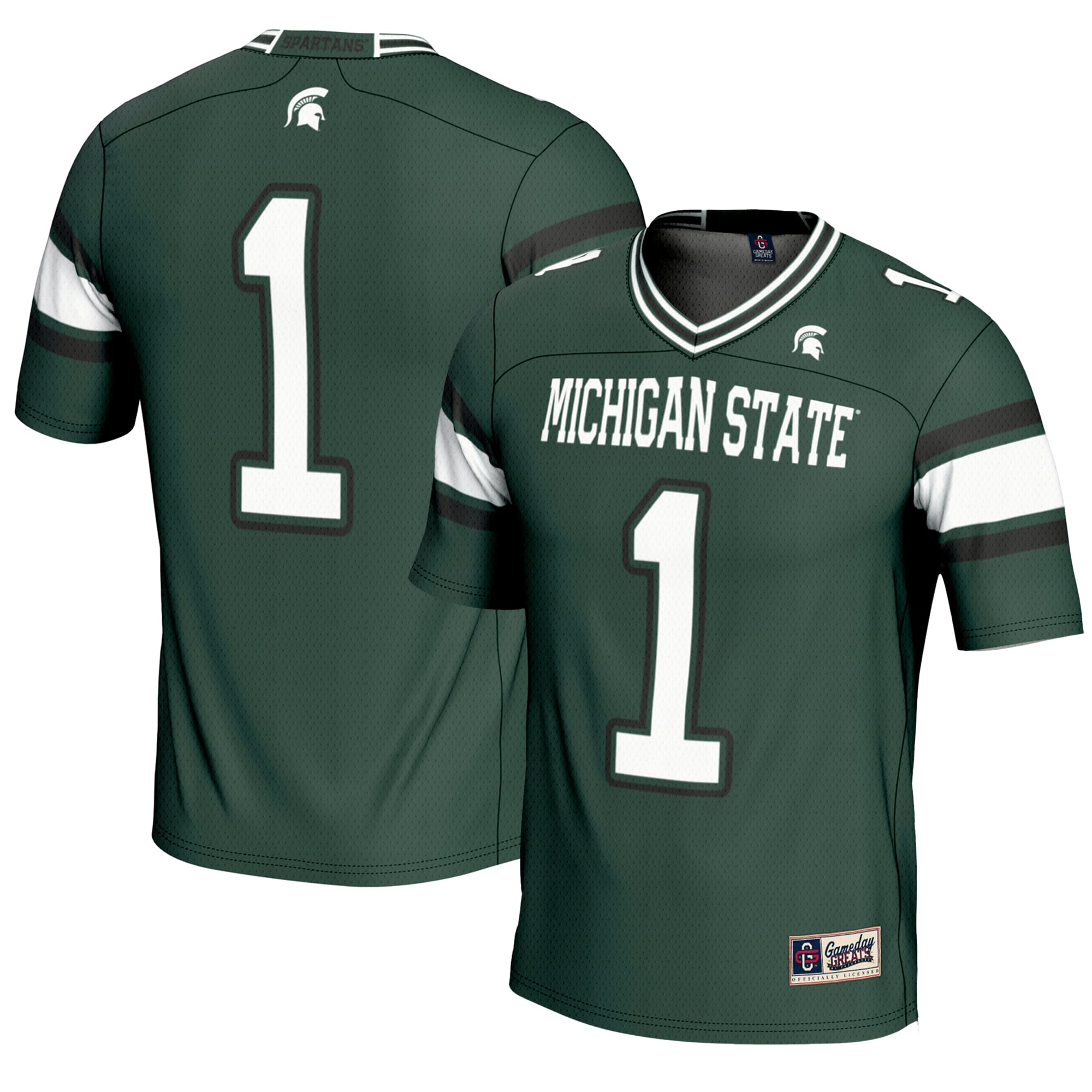 #1 Michigan State Spartans Endzone Football Jersey Green - front and back view