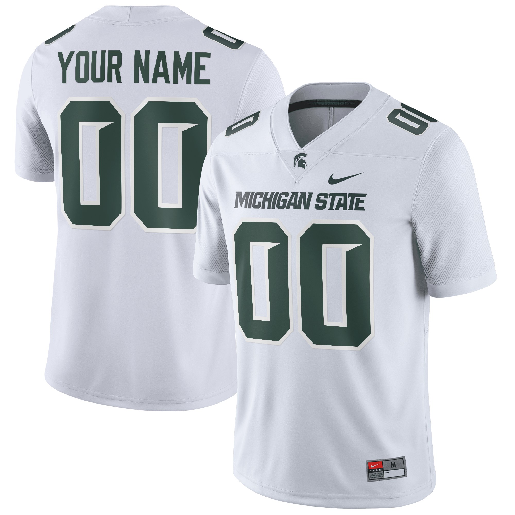 Michigan State Spartans Football Custom Jersey White - front and back view