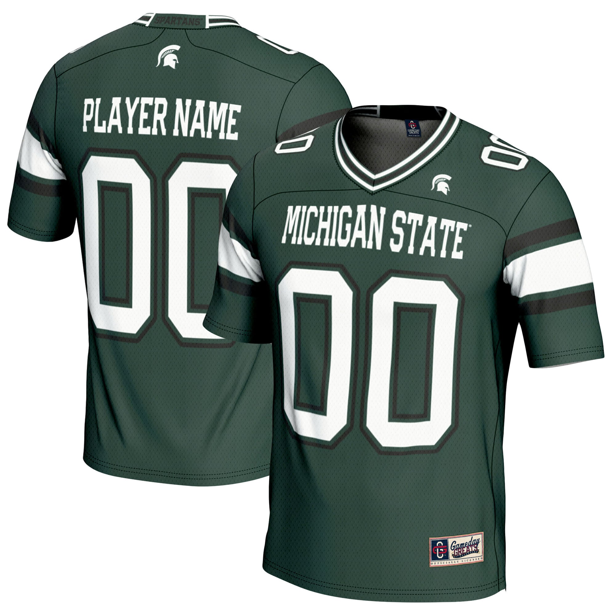 Michigan State Spartans Football Jersey Green - front and back view