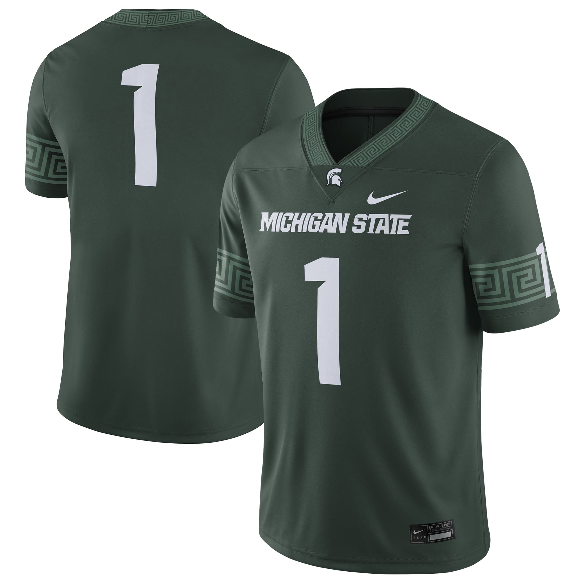 #1 Michigan State Spartans Football Jersey Green - front and back view