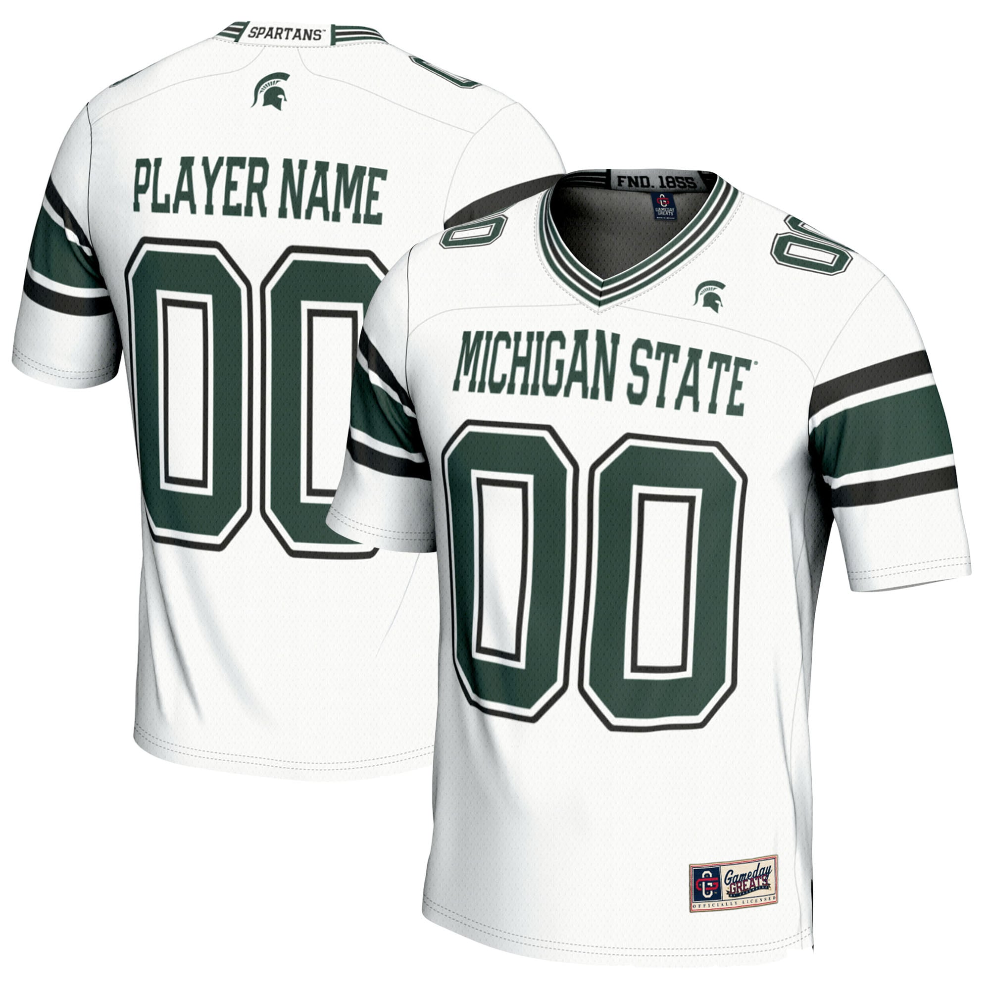 Michigan State Spartans Football Jersey White - front and back view