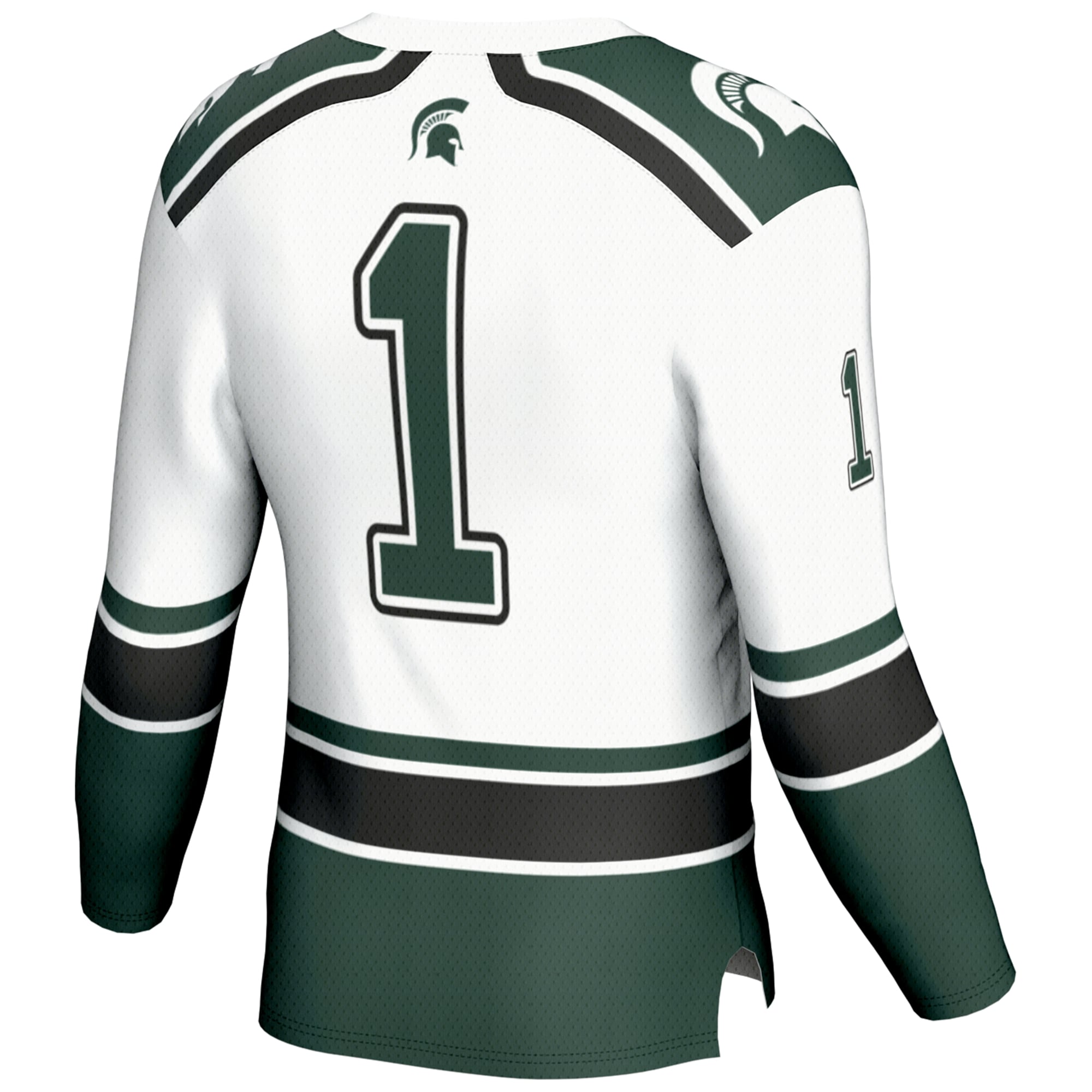 #1 Michigan State Spartans Hockey Jersey White - back view