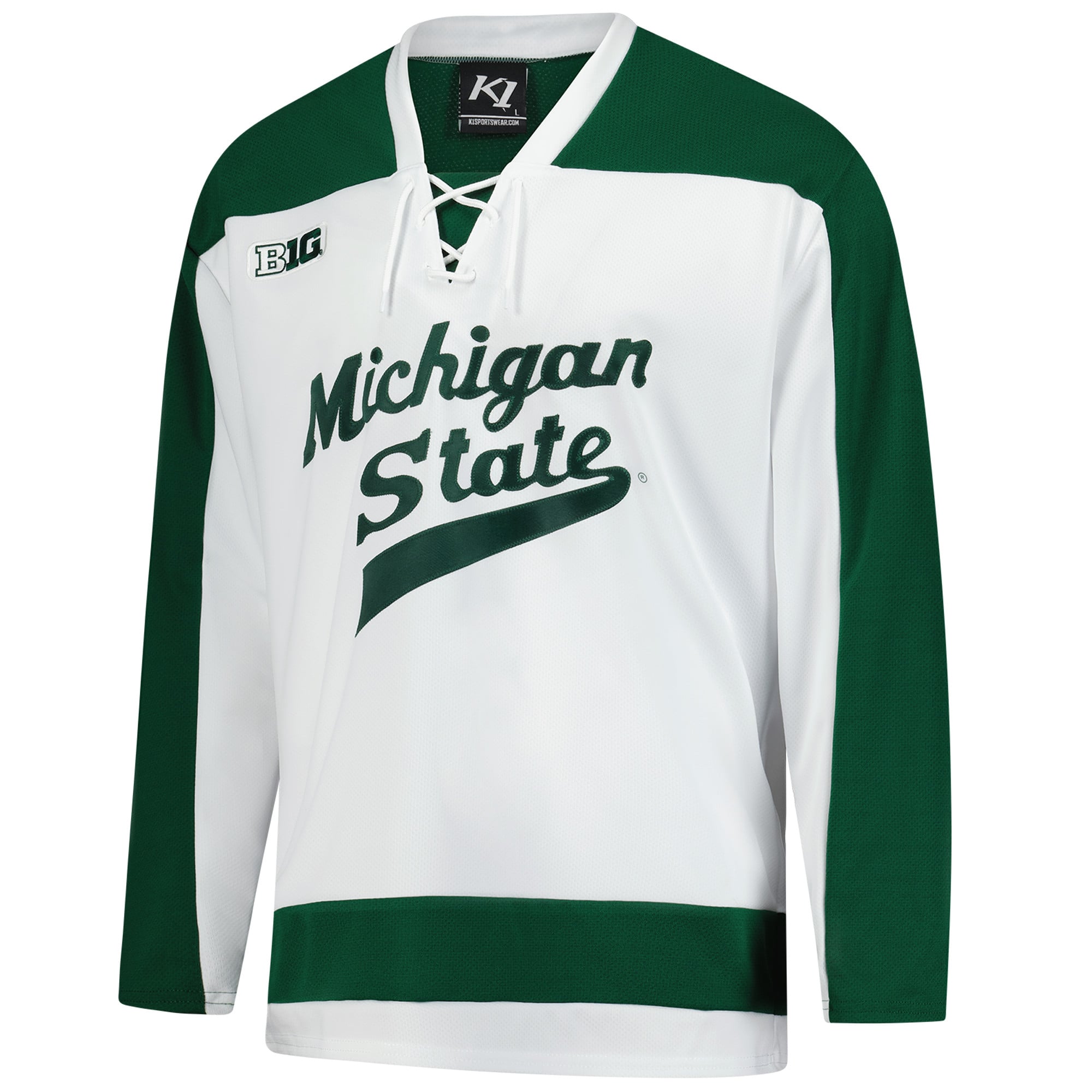Michigan State Spartans Home Hockey Jersey White - front view