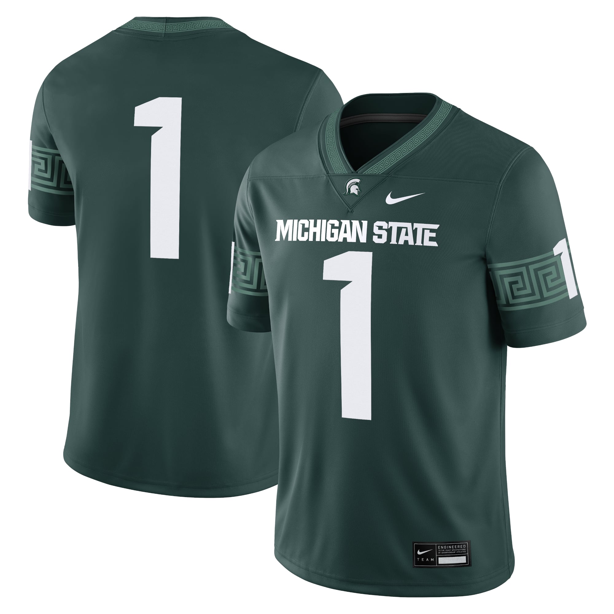 #1 Michigan State Spartans Jersey Green - front and back view