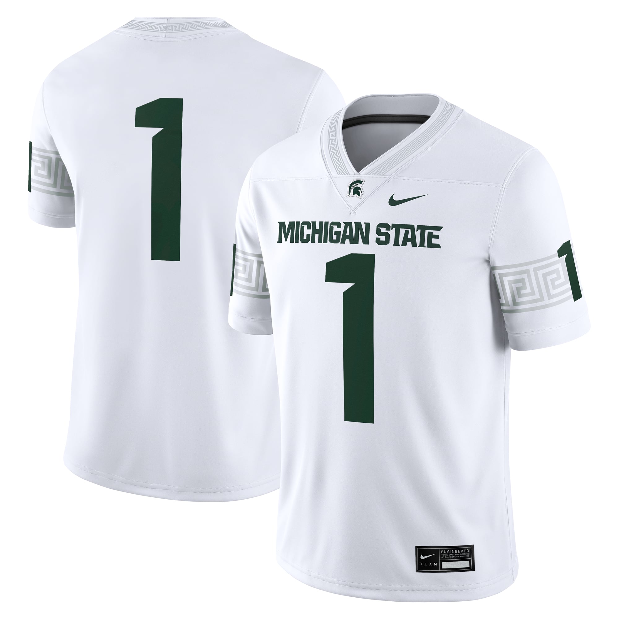 #1 Michigan State Spartans Jersey White - front and back view