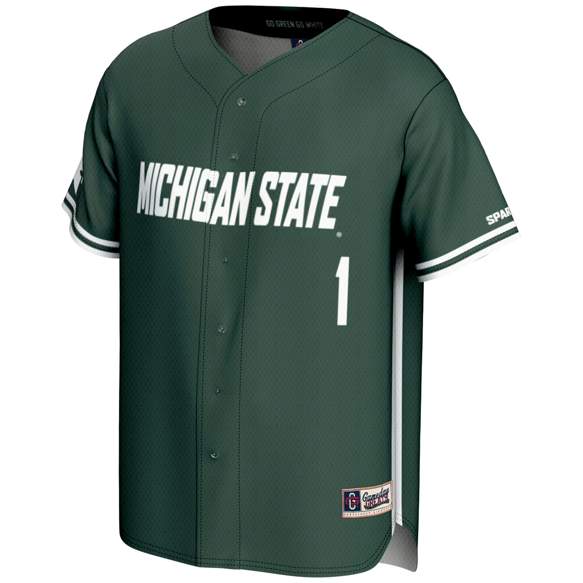 #1 Michigan State Spartans Lightweight Baseball Jersey Green - front view