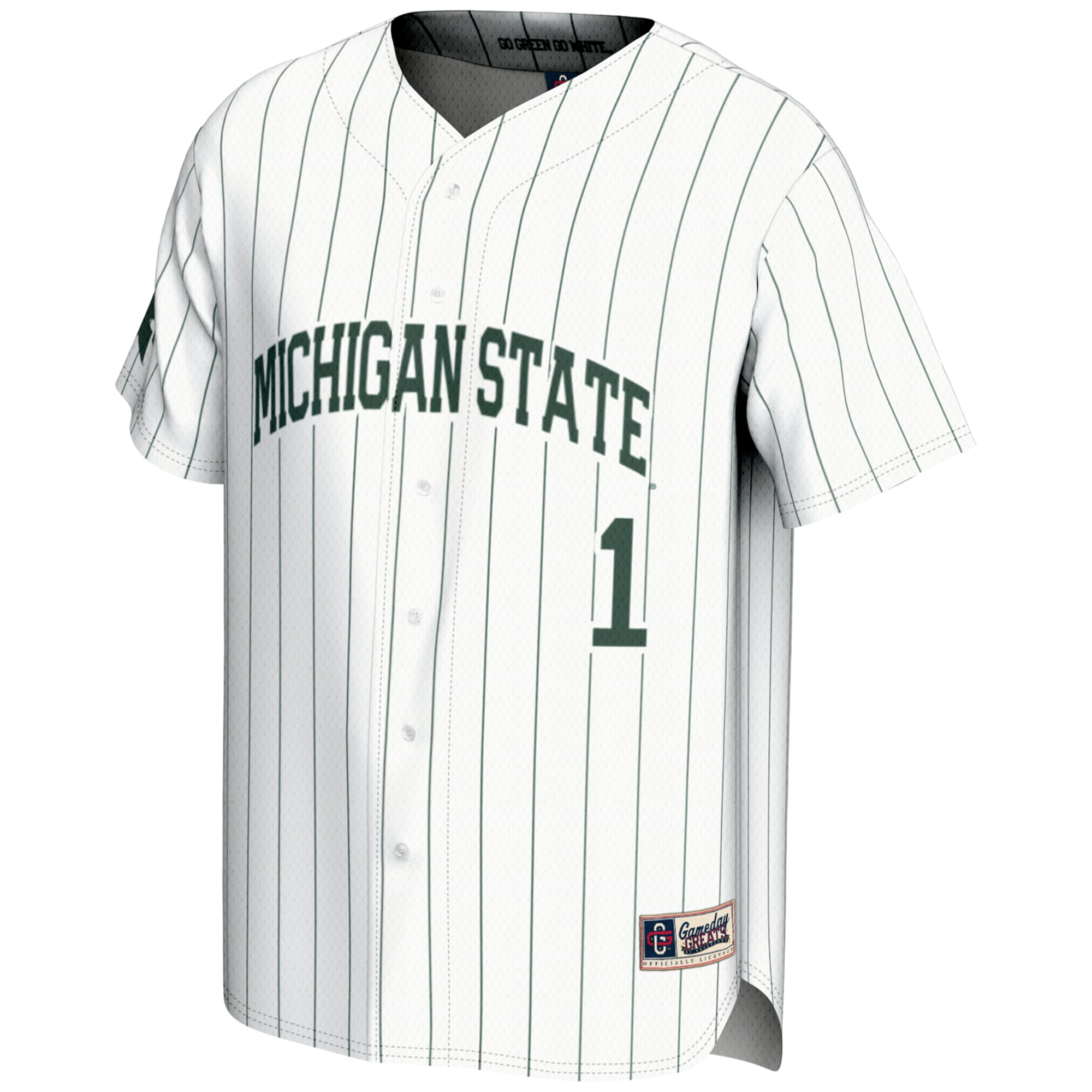 #1 Michigan State Spartans Lightweight Baseball Jersey White - front view