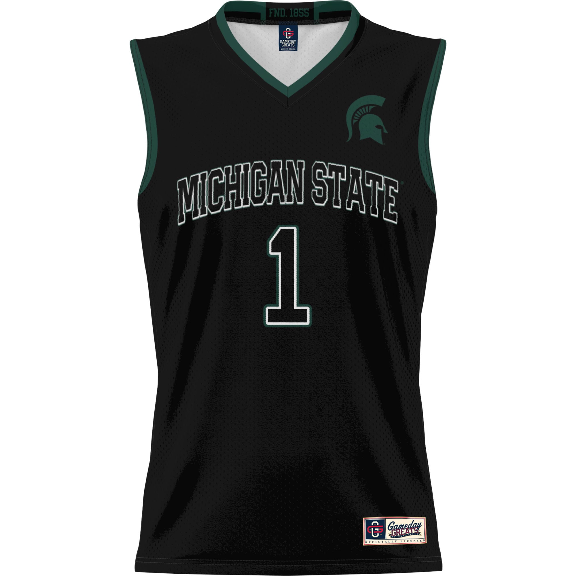 #1 Michigan State Spartans Lightweight Basketball Jersey Black - front view