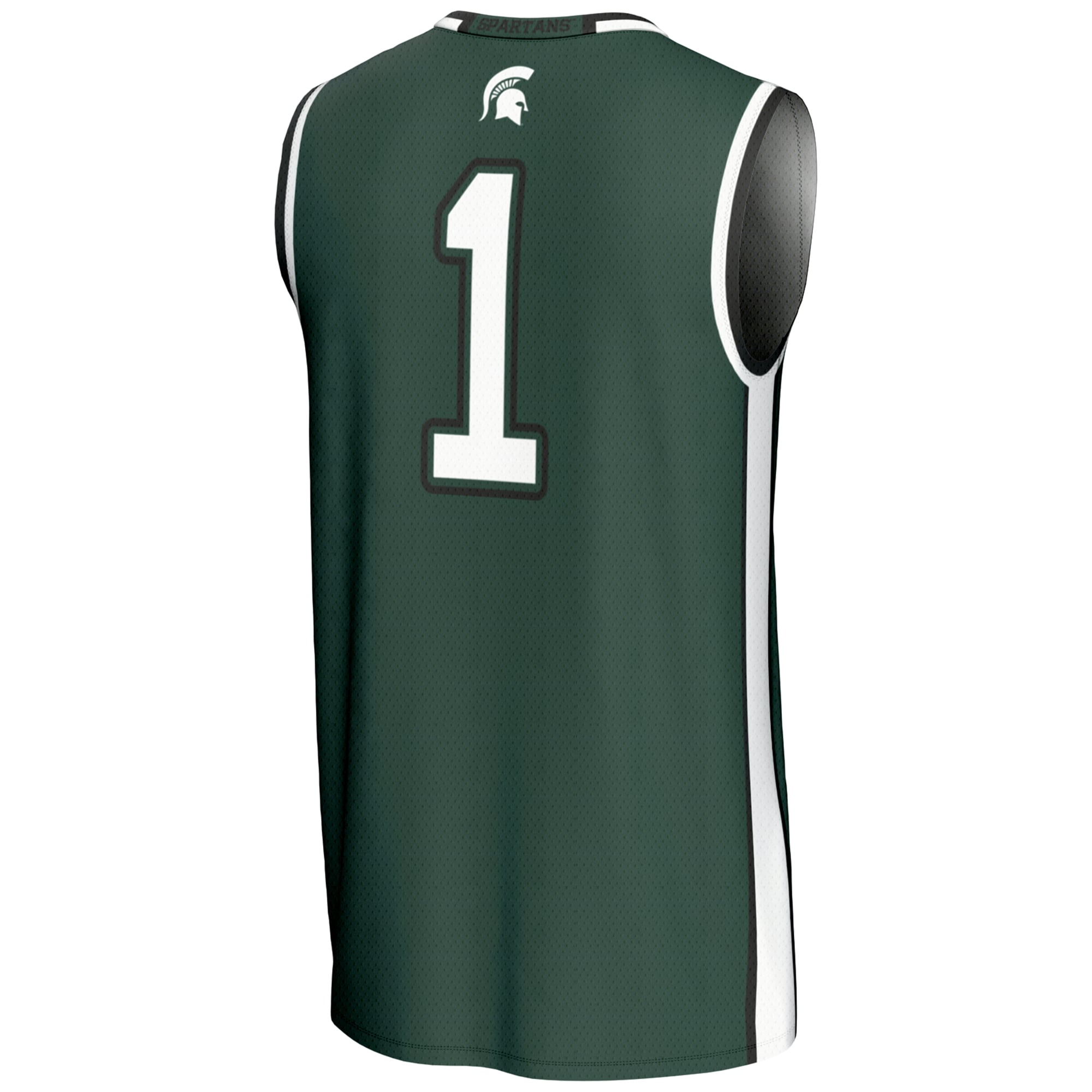 #1 Michigan State Spartans Lightweight Basketball Jersey Green - back view