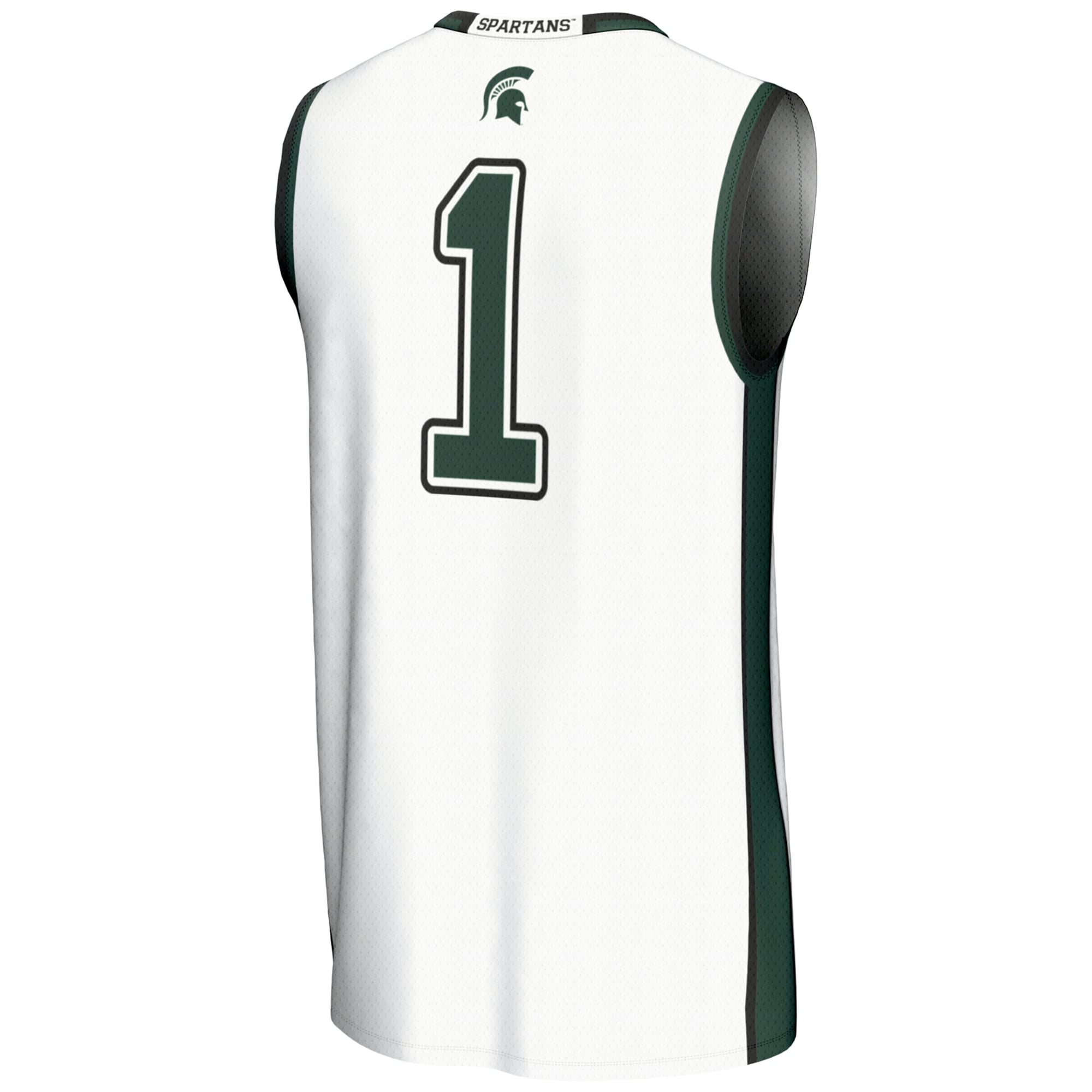 #1 Michigan State Spartans Lightweight Basketball Jersey White - back view