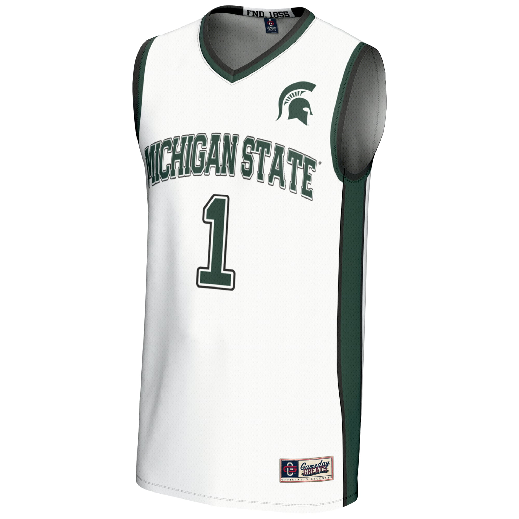 #1 Michigan State Spartans Lightweight Basketball Jersey White - front view