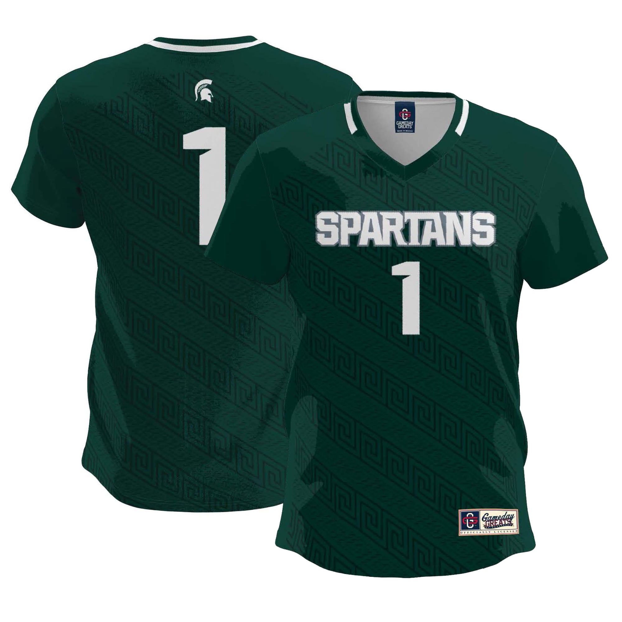 #1 Michigan State Spartans Lightweight Soccer Team Jersey Green - front and back view