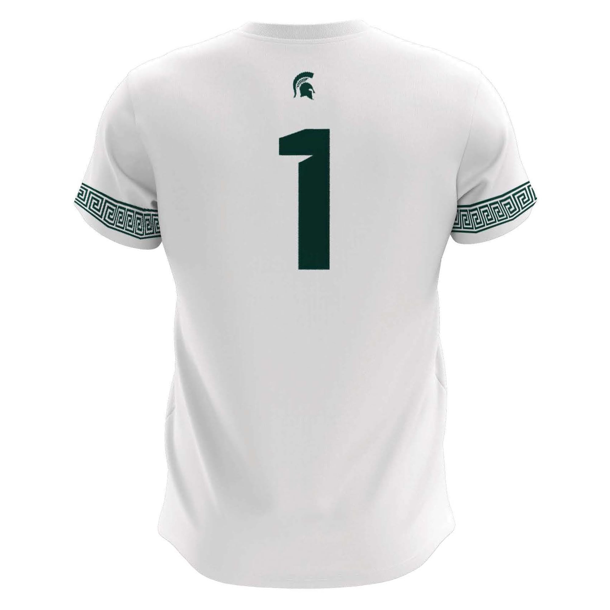 #1 Michigan State Spartans Lightweight Soccer Team Jersey White - back view