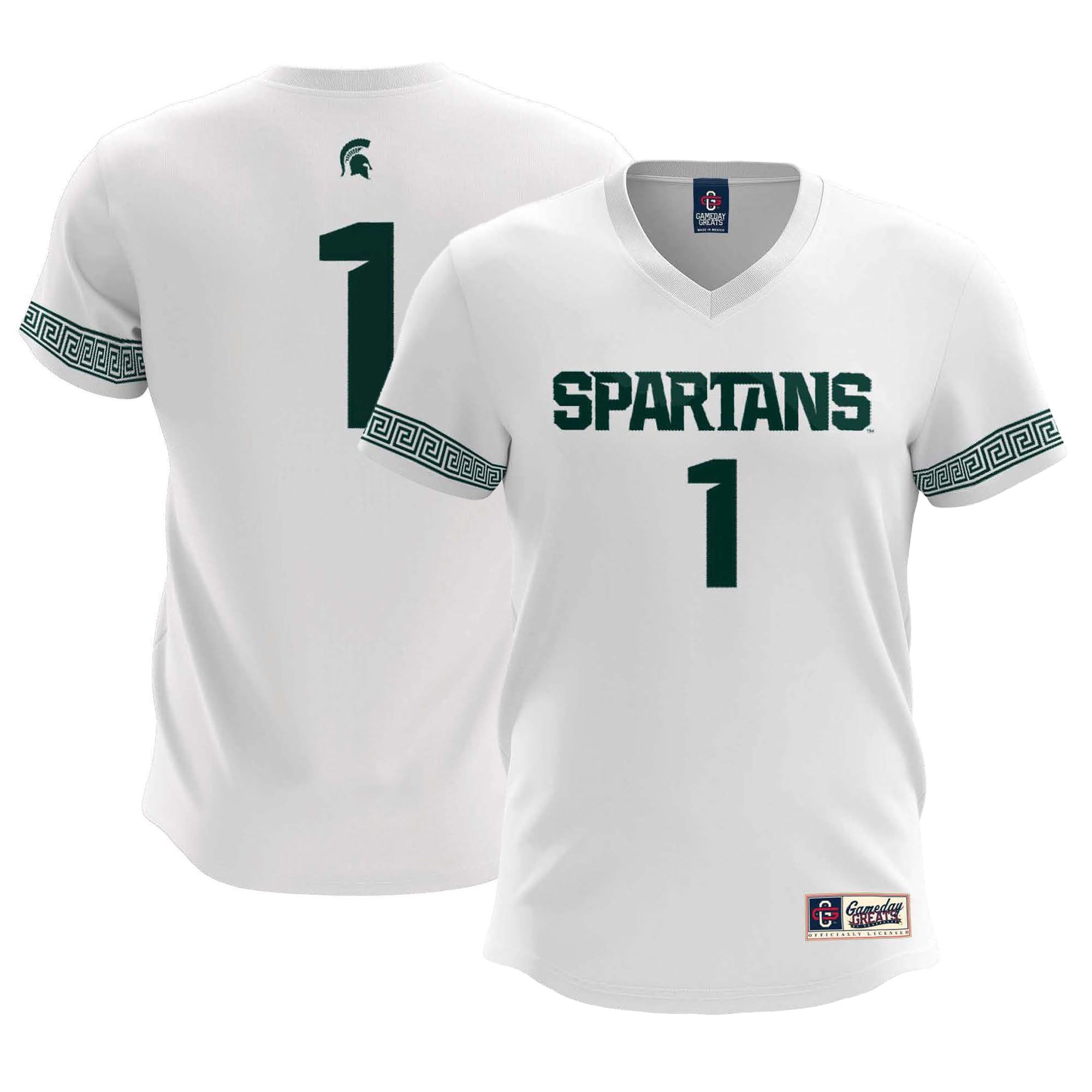 #1 Michigan State Spartans Lightweight Soccer Team Jersey White - front and back view