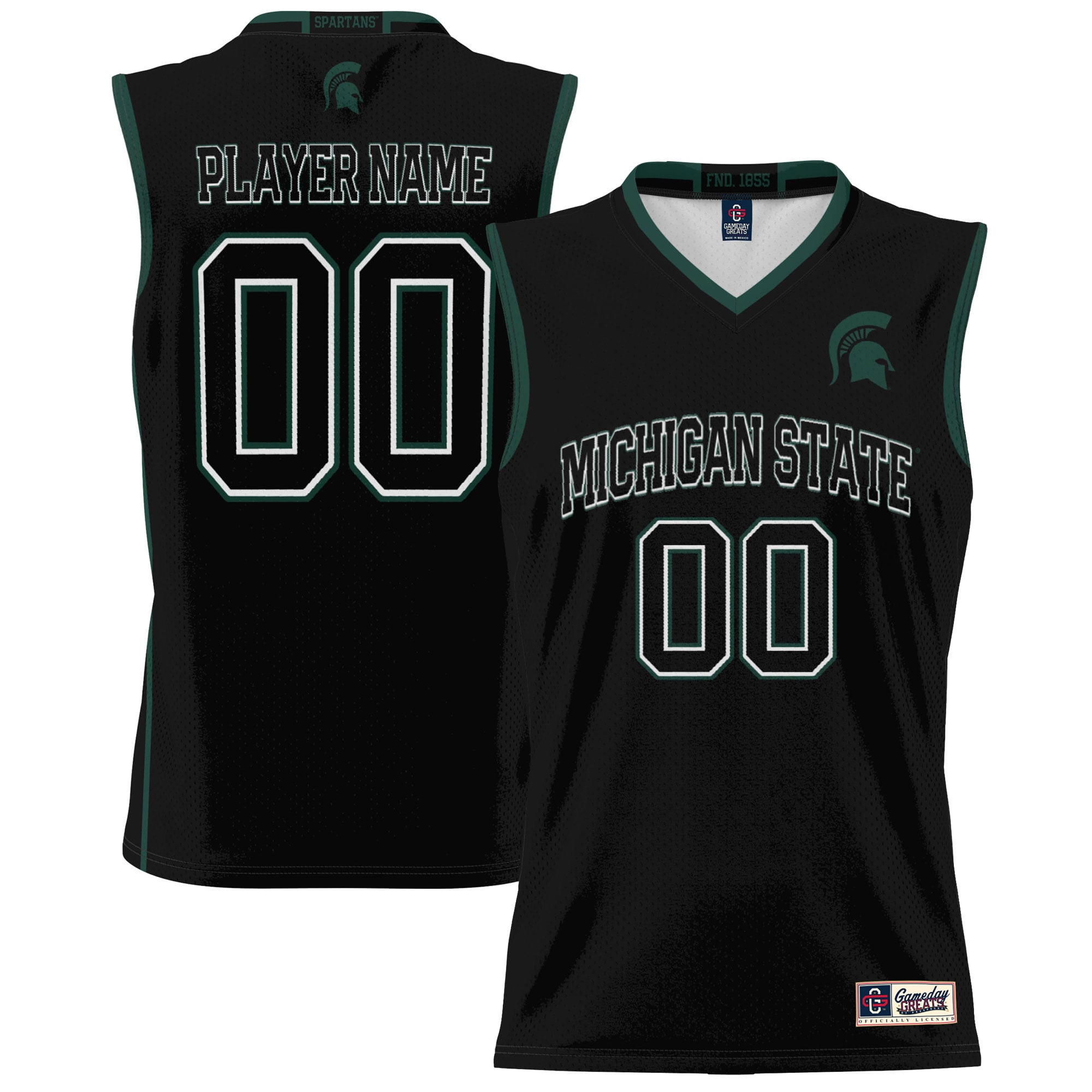 Michigan State Spartans Men's Basketball Jersey Black - front and back view