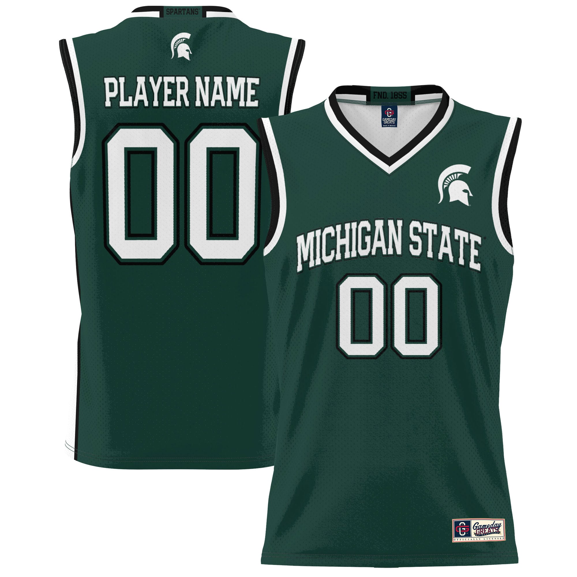 Michigan State Spartans Men's Basketball Jersey Green - front and back view