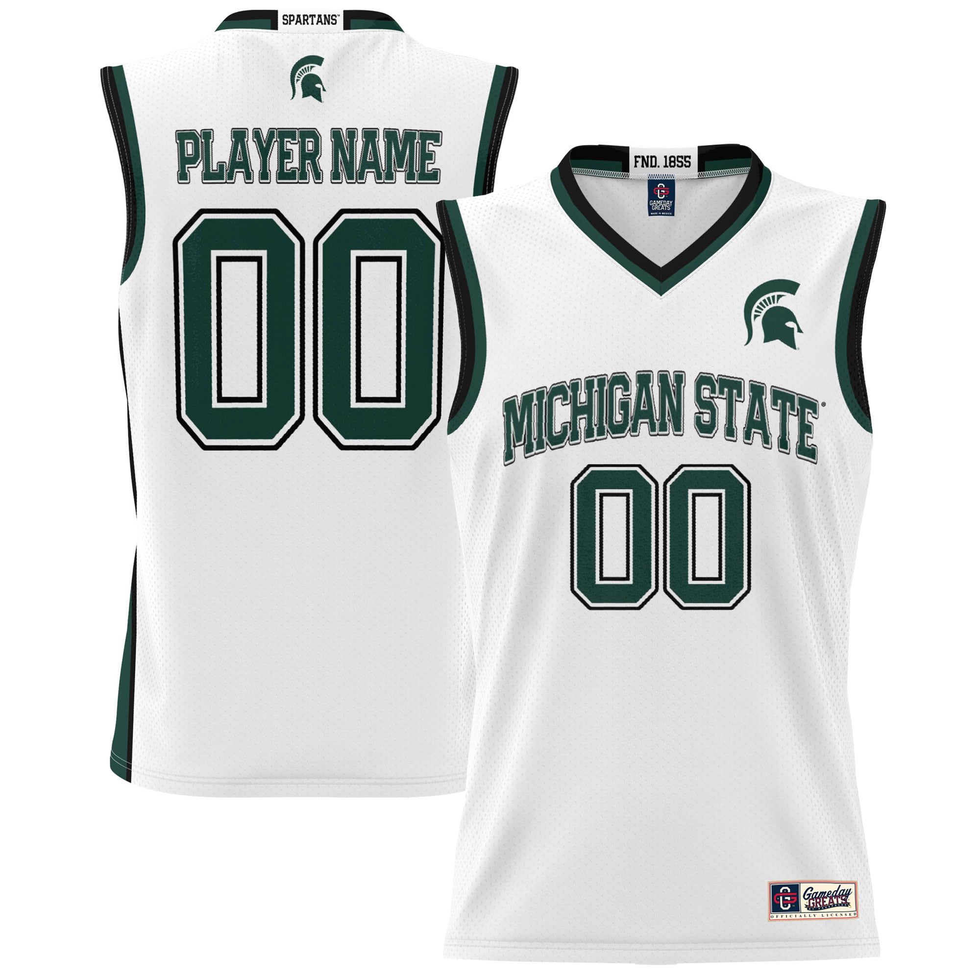 Michigan State Spartans Men's Basketball Jersey White - front and back view