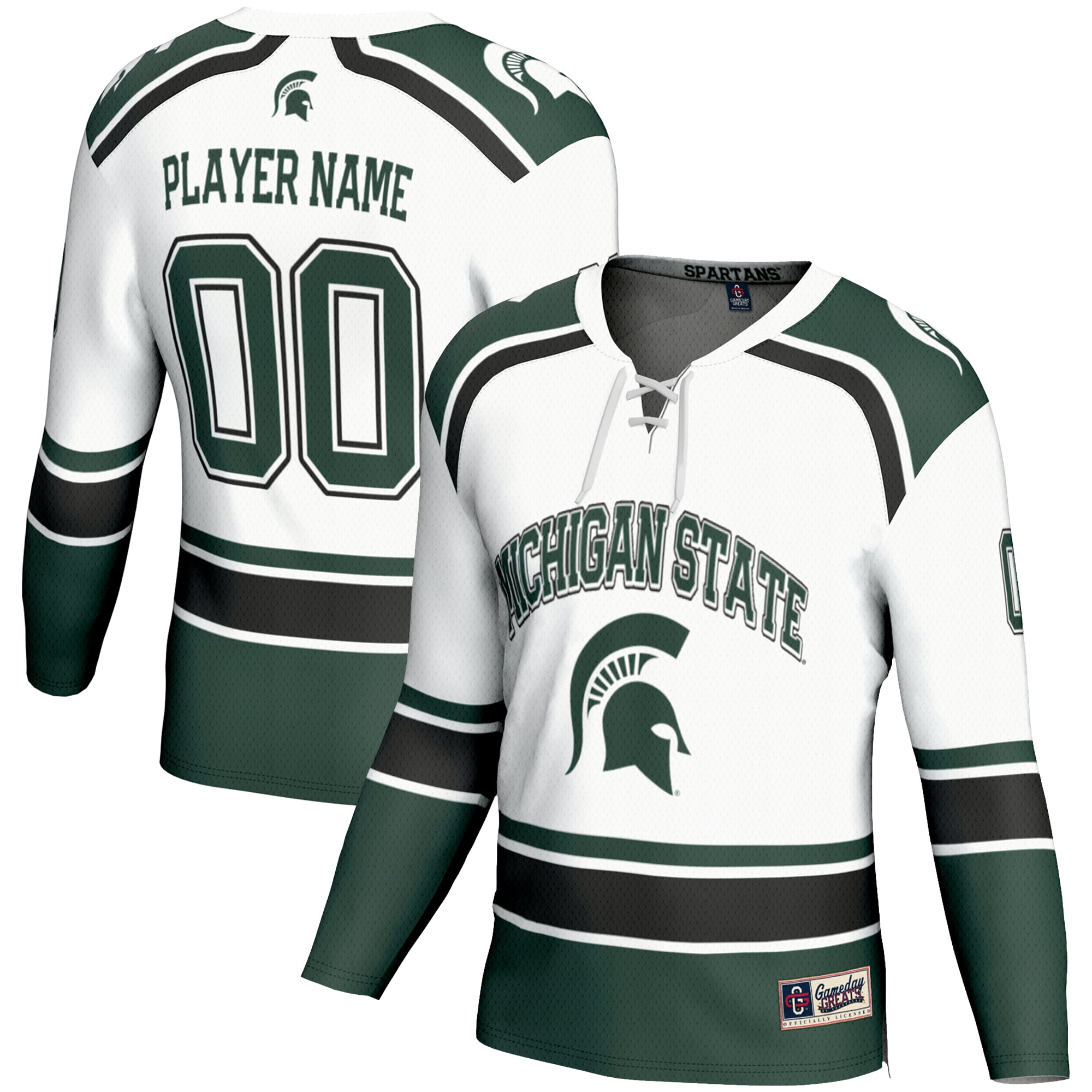 Michigan State Spartans Men's Ice Hockey Jersey White - front and back view