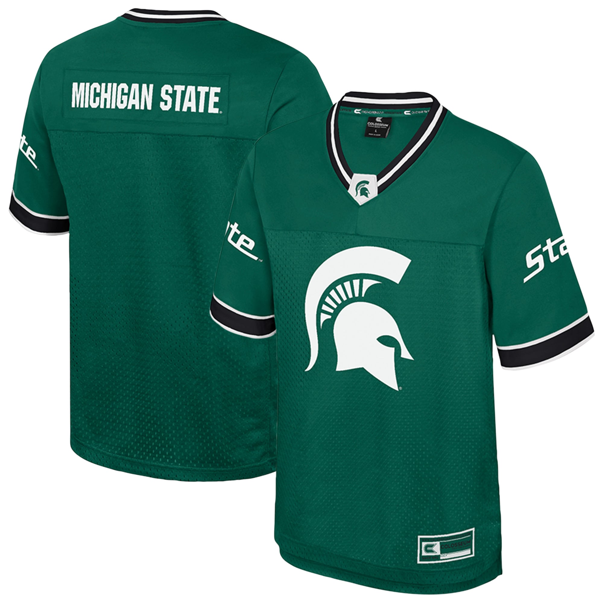 Michigan State Spartans Nothing But The Hits Football Jersey Green - front and back view