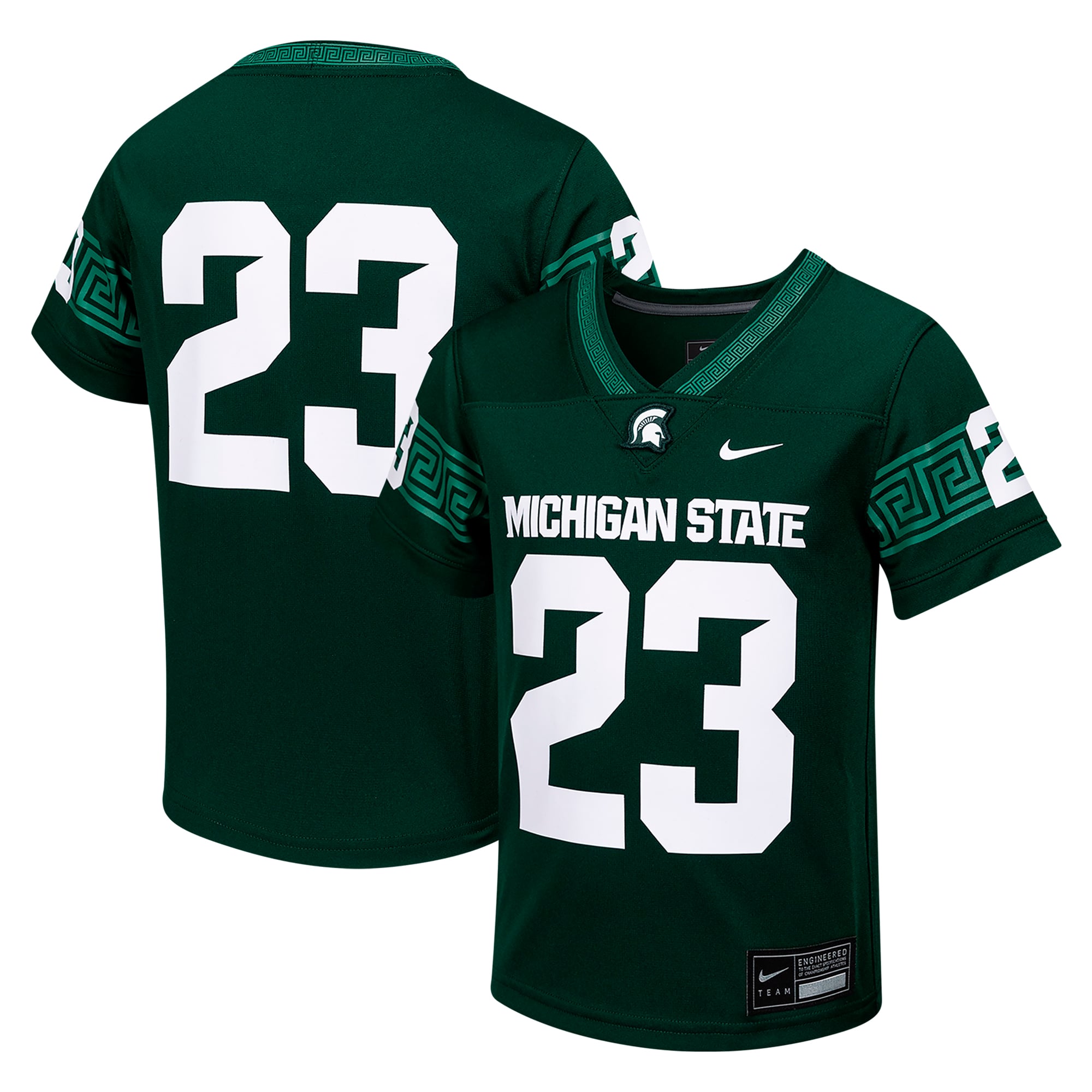 #23 Michigan State Spartans Preschool Football Jersey Green - front and back view