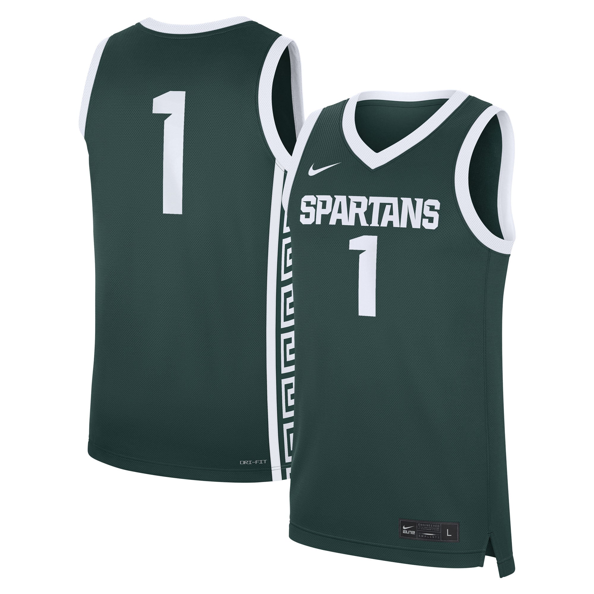 #1 Michigan State Spartans Road Jersey Green - front and back view
