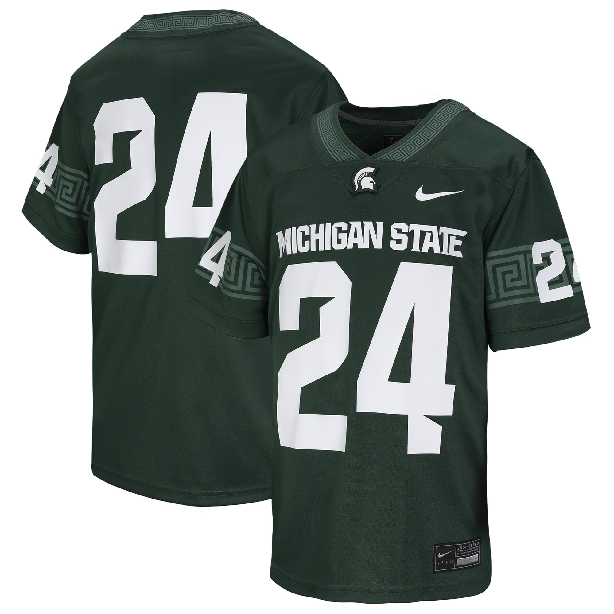 #24 Michigan State Spartans Toddler Football Jersey Green - front and back view