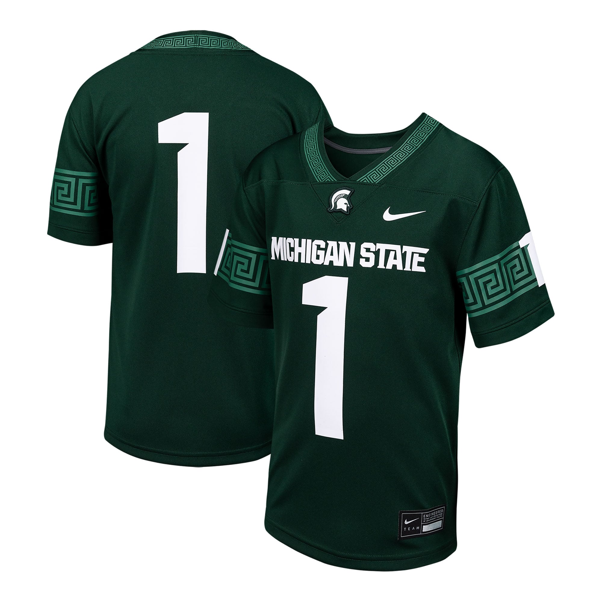 #1 Michigan State Spartans Toddler Football Jersey Green - front and back view