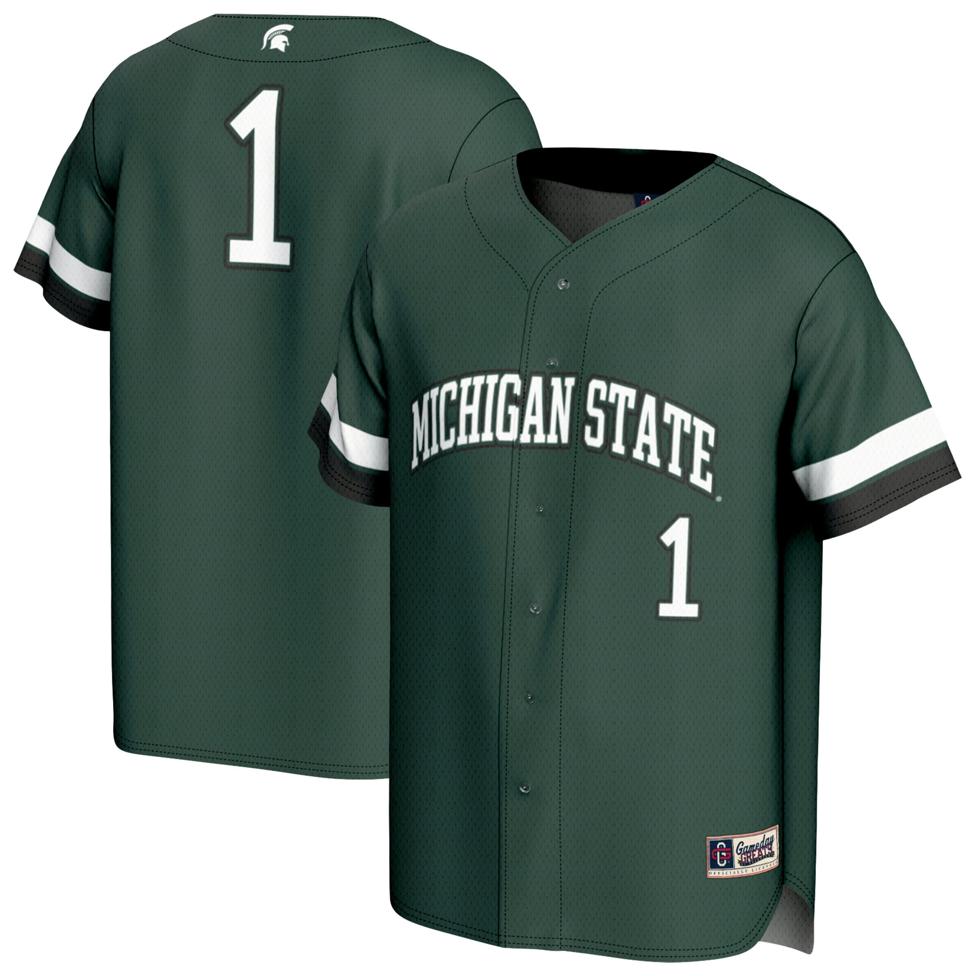 #1 Michigan State Spartans Unisex Lightweight Collegiate Baseball Fashion - front and back view