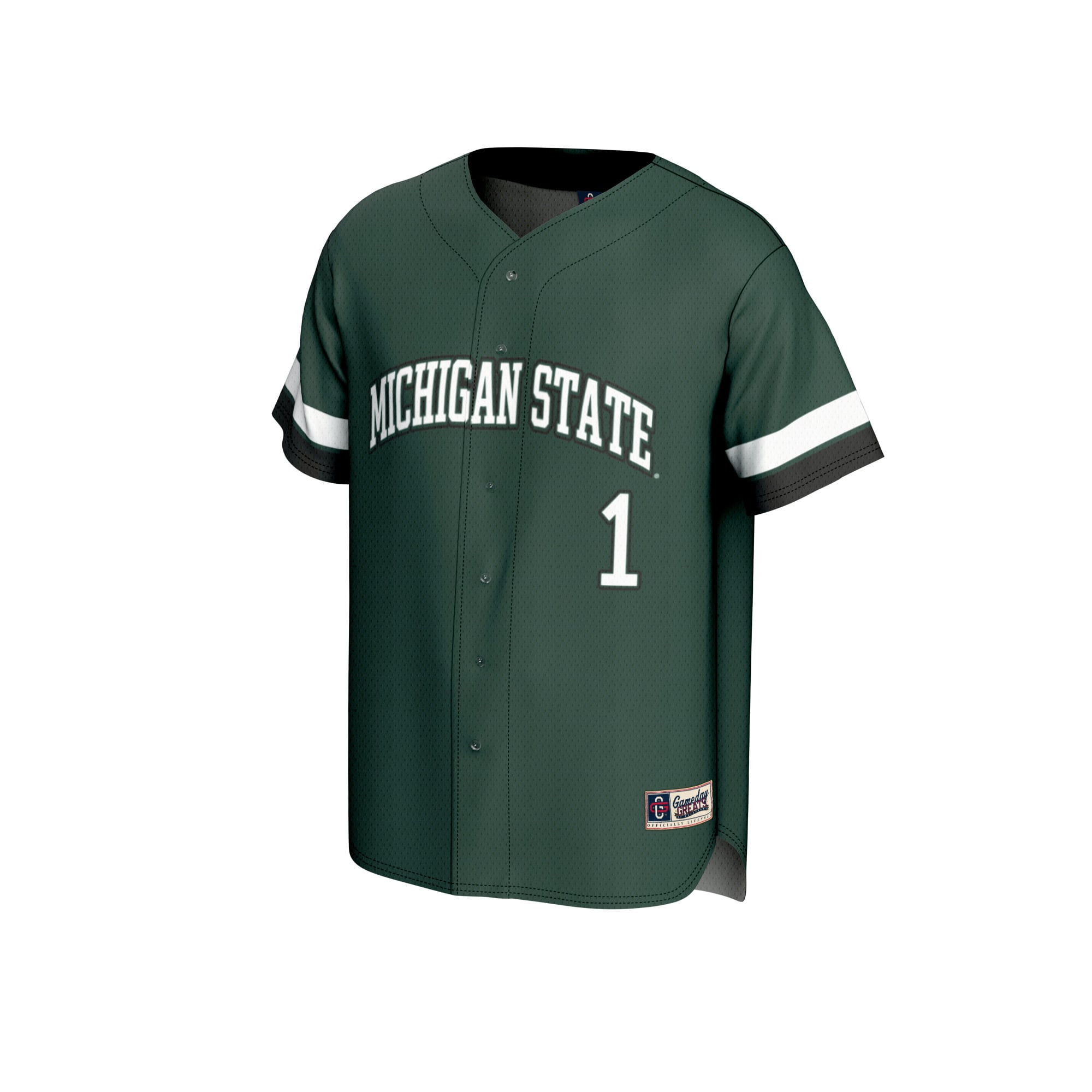#1 Michigan State Spartans Unisex Lightweight Collegiate Baseball Fashion Jersey Green - front view