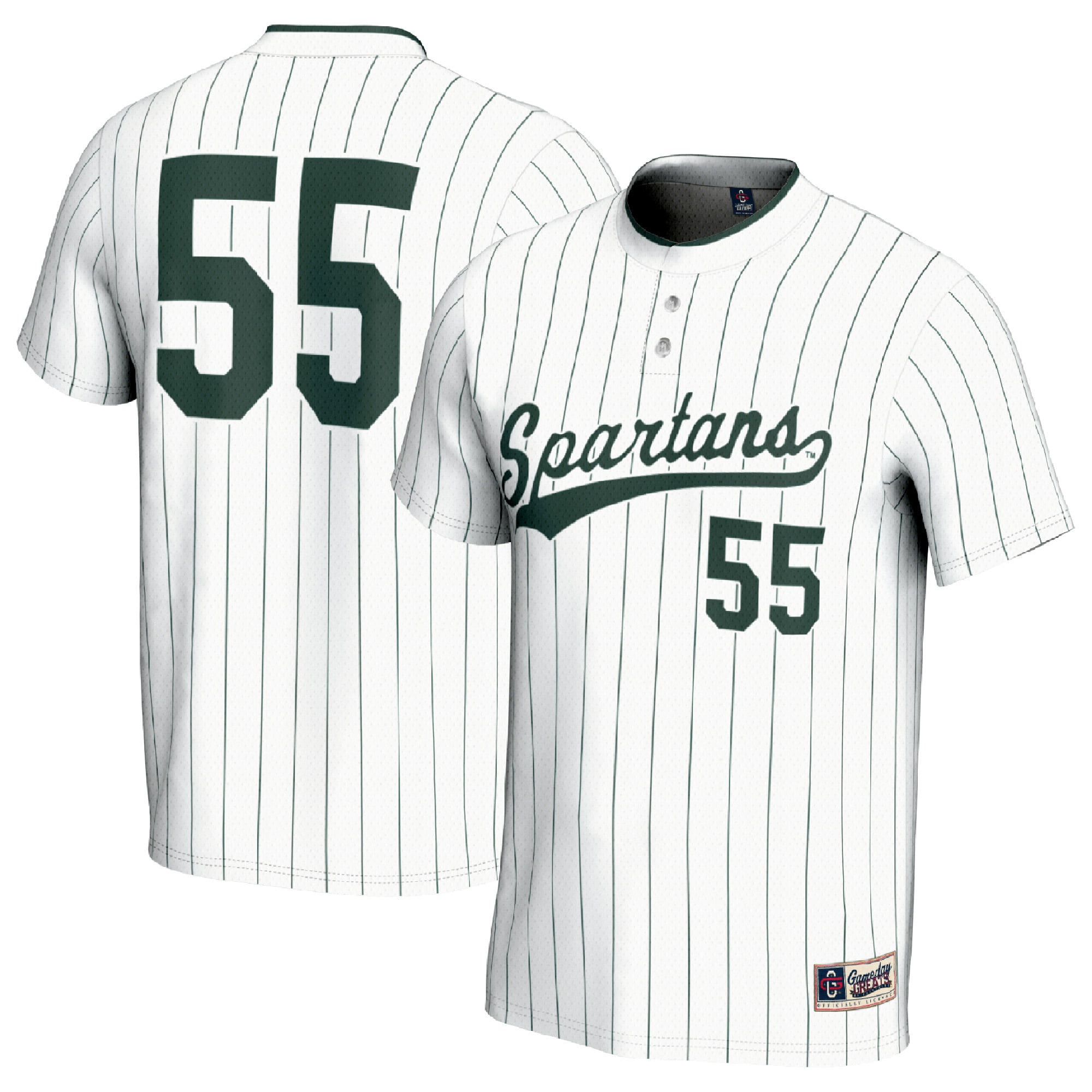 #1 Michigan State Spartans Unisex Lightweight Softball Fashion Jersey White - front and back view